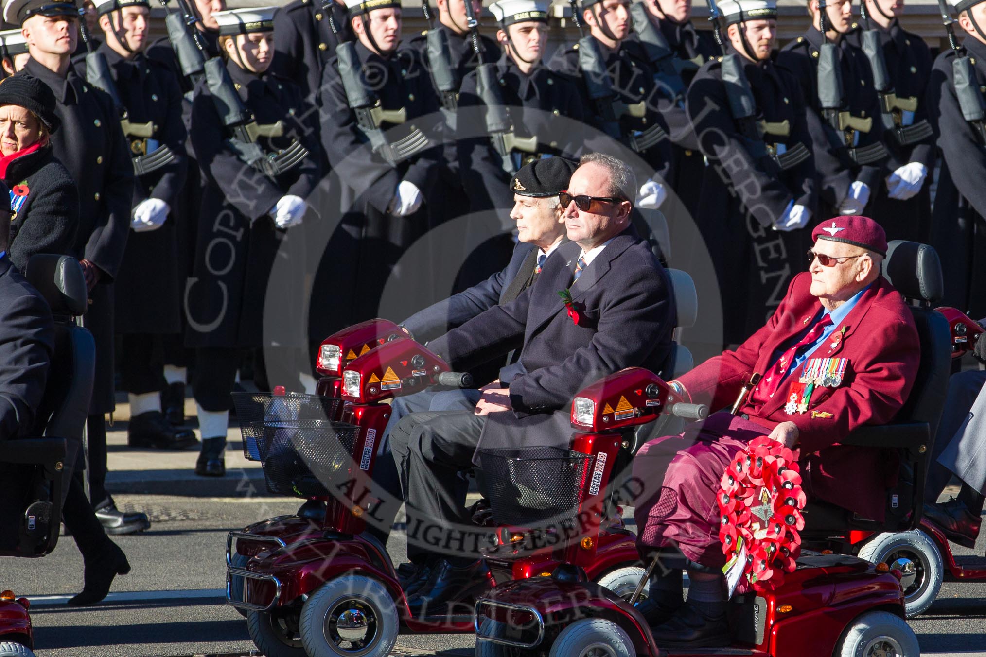 Remembrance Sunday 2012 Cenotaph March Past: Group E41 - British Limbless Ex-Service Men's Association and E42 - British Ex-Services Wheelchair Sports Association..
Whitehall, Cenotaph,
London SW1,

United Kingdom,
on 11 November 2012 at 11:43, image #313