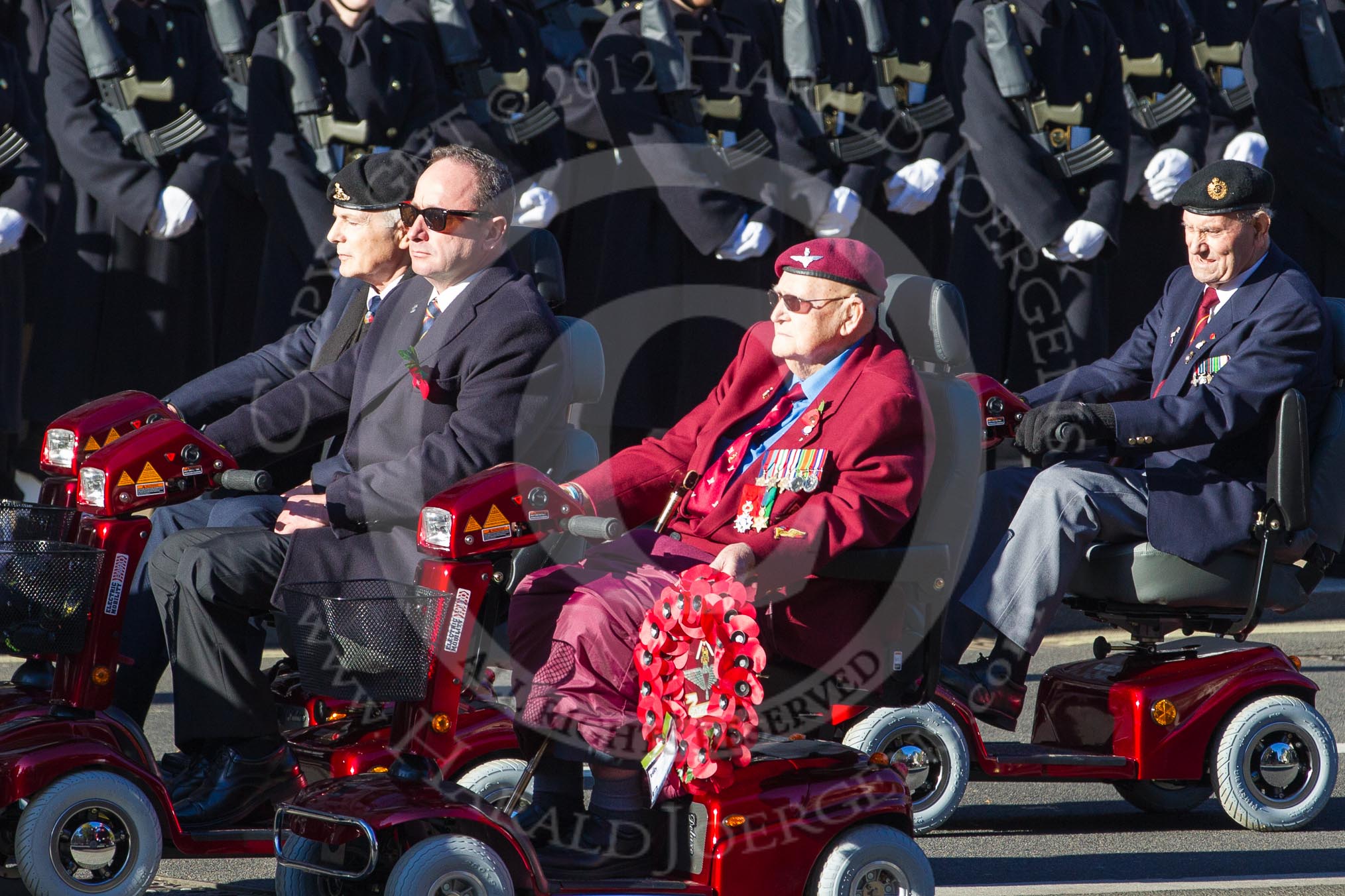 Remembrance Sunday 2012 Cenotaph March Past: Group E41 - British Limbless Ex-Service Men's Association and E42 - British Ex-Services Wheelchair Sports Association..
Whitehall, Cenotaph,
London SW1,

United Kingdom,
on 11 November 2012 at 11:43, image #314