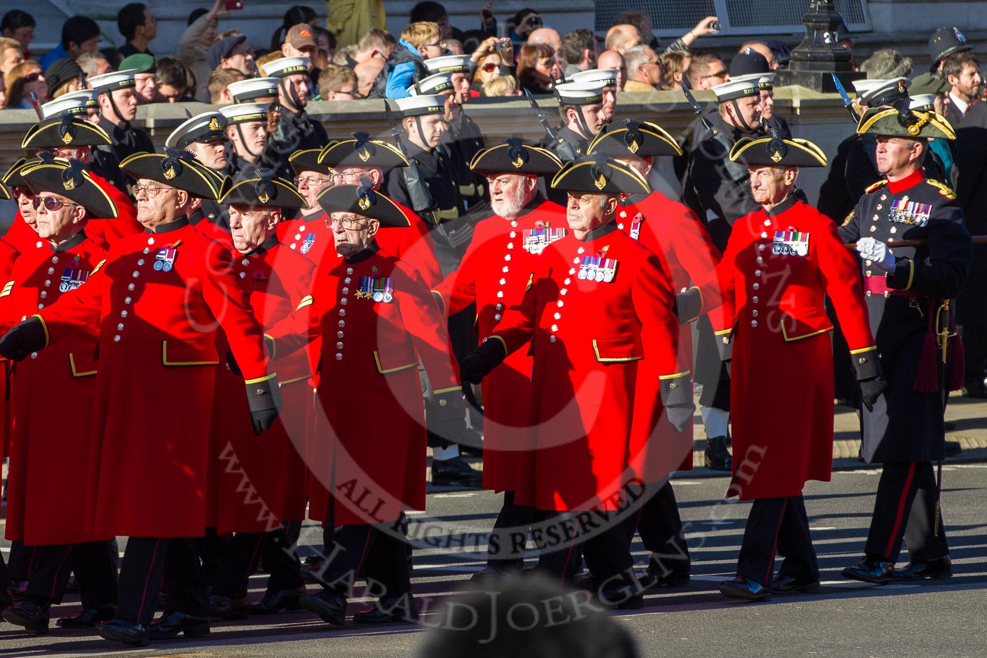 Remembrance Sunday 2012 Cenotaph March Past: Group E43 - Royal Hospital, Chelsea (Chelsea Pensioners)..
Whitehall, Cenotaph,
London SW1,

United Kingdom,
on 11 November 2012 at 11:43, image #339