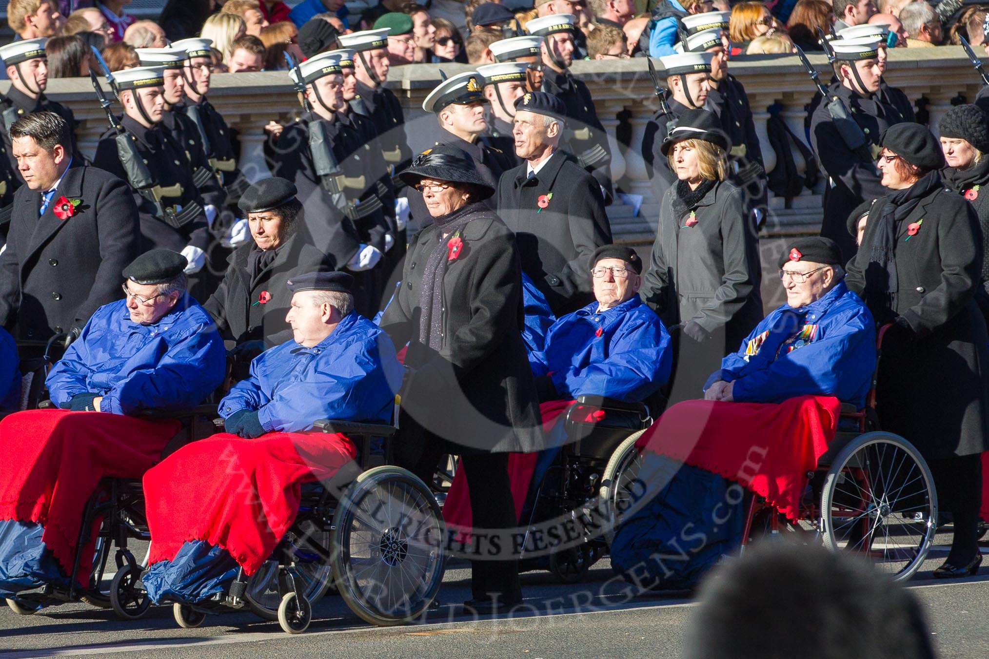 Remembrance Sunday 2012 Cenotaph March Past: Group E44 - Queen Alexandra's Hospital Home for Disabled Ex-Servicemen & Women..
Whitehall, Cenotaph,
London SW1,

United Kingdom,
on 11 November 2012 at 11:44, image #352