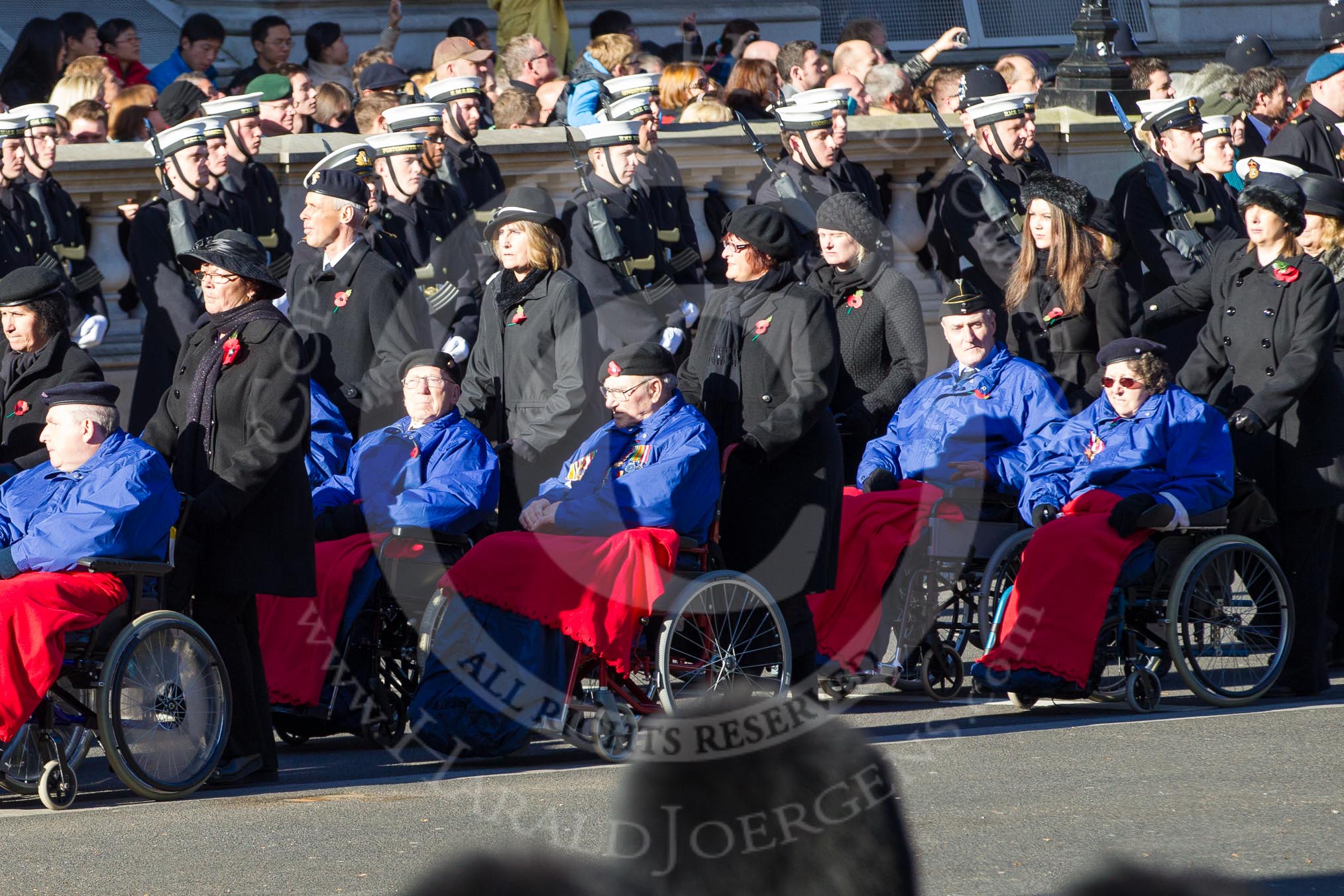 Remembrance Sunday 2012 Cenotaph March Past: Group E44 - Queen Alexandra's Hospital Home for Disabled Ex-Servicemen & Women..
Whitehall, Cenotaph,
London SW1,

United Kingdom,
on 11 November 2012 at 11:44, image #354