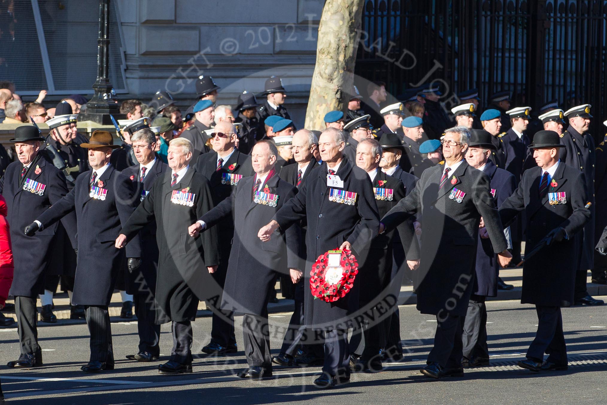 Remembrance Sunday 2012 Cenotaph March Past: Group F5 - Queen's Bodyguard of The Yeoman of The Guard..
Whitehall, Cenotaph,
London SW1,

United Kingdom,
on 11 November 2012 at 11:45, image #414