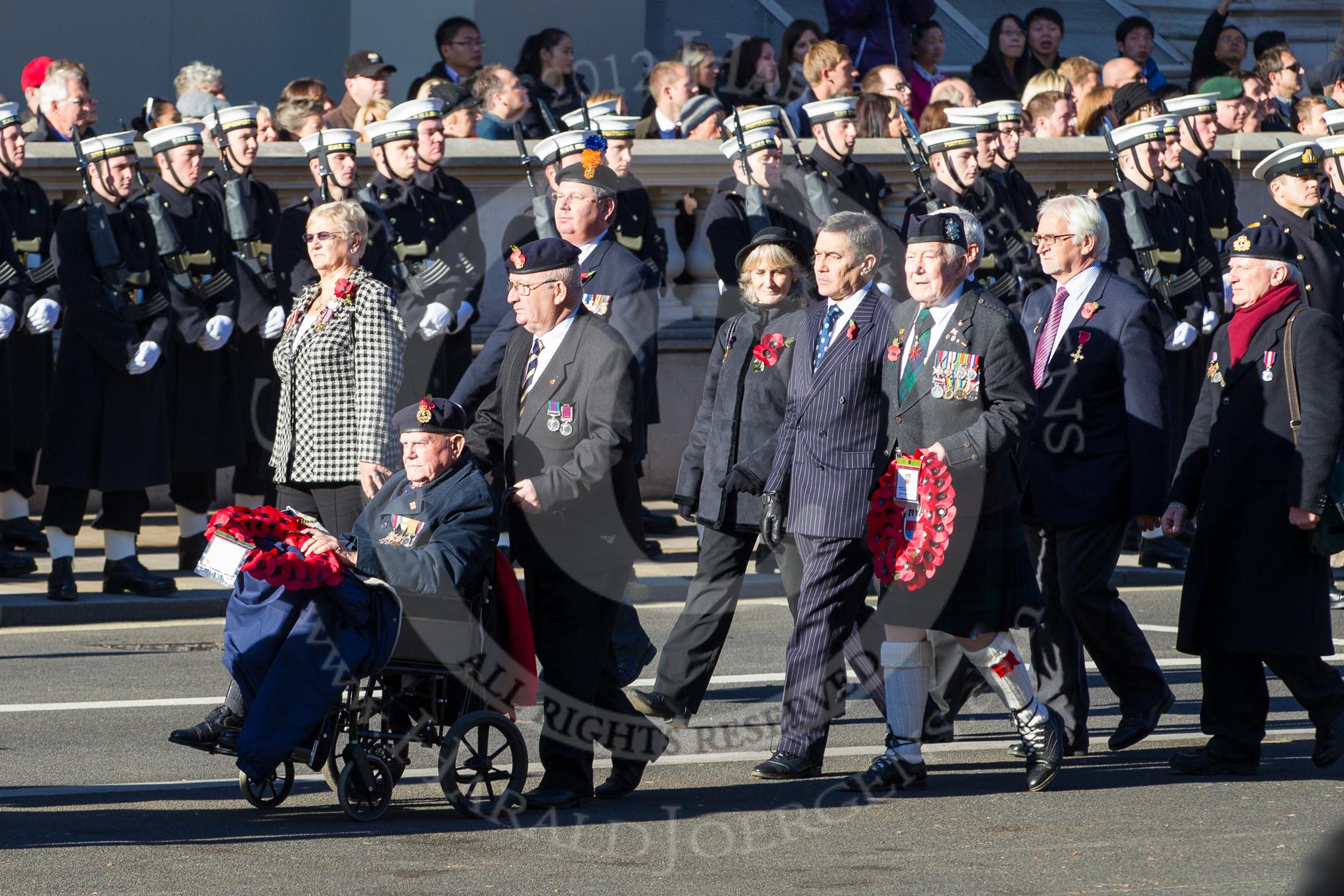 Remembrance Sunday 2012 Cenotaph March Past: Group F7 - Normandy Veterans Association..
Whitehall, Cenotaph,
London SW1,

United Kingdom,
on 11 November 2012 at 11:45, image #421