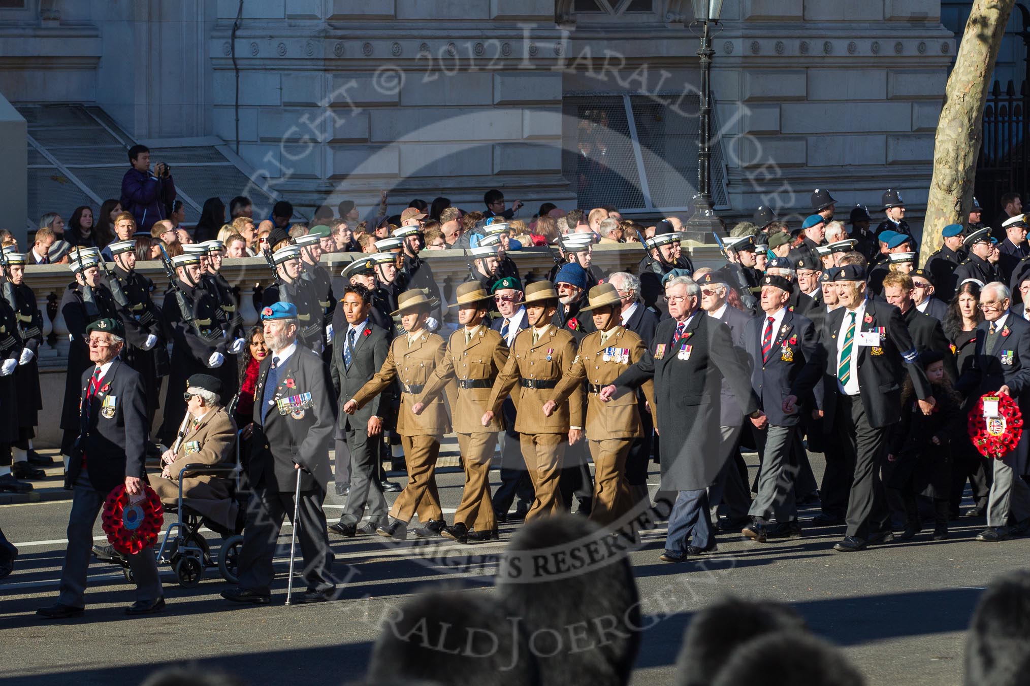 Remembrance Sunday 2012 Cenotaph March Past: Group F9 - National Malaya & Borneo Veterans Association..
Whitehall, Cenotaph,
London SW1,

United Kingdom,
on 11 November 2012 at 11:46, image #441