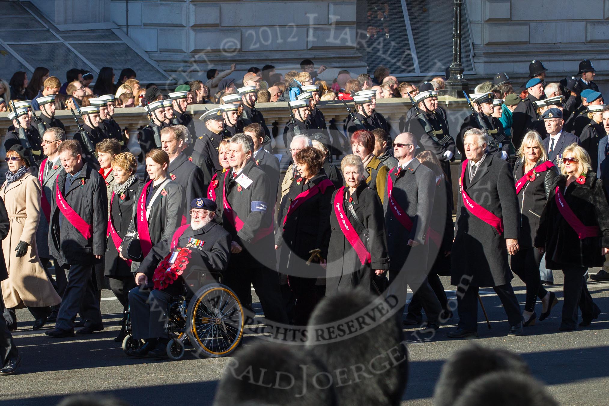 Remembrance Sunday 2012 Cenotaph March Past: Group F14 - National Pigeon War Service..
Whitehall, Cenotaph,
London SW1,

United Kingdom,
on 11 November 2012 at 11:47, image #495