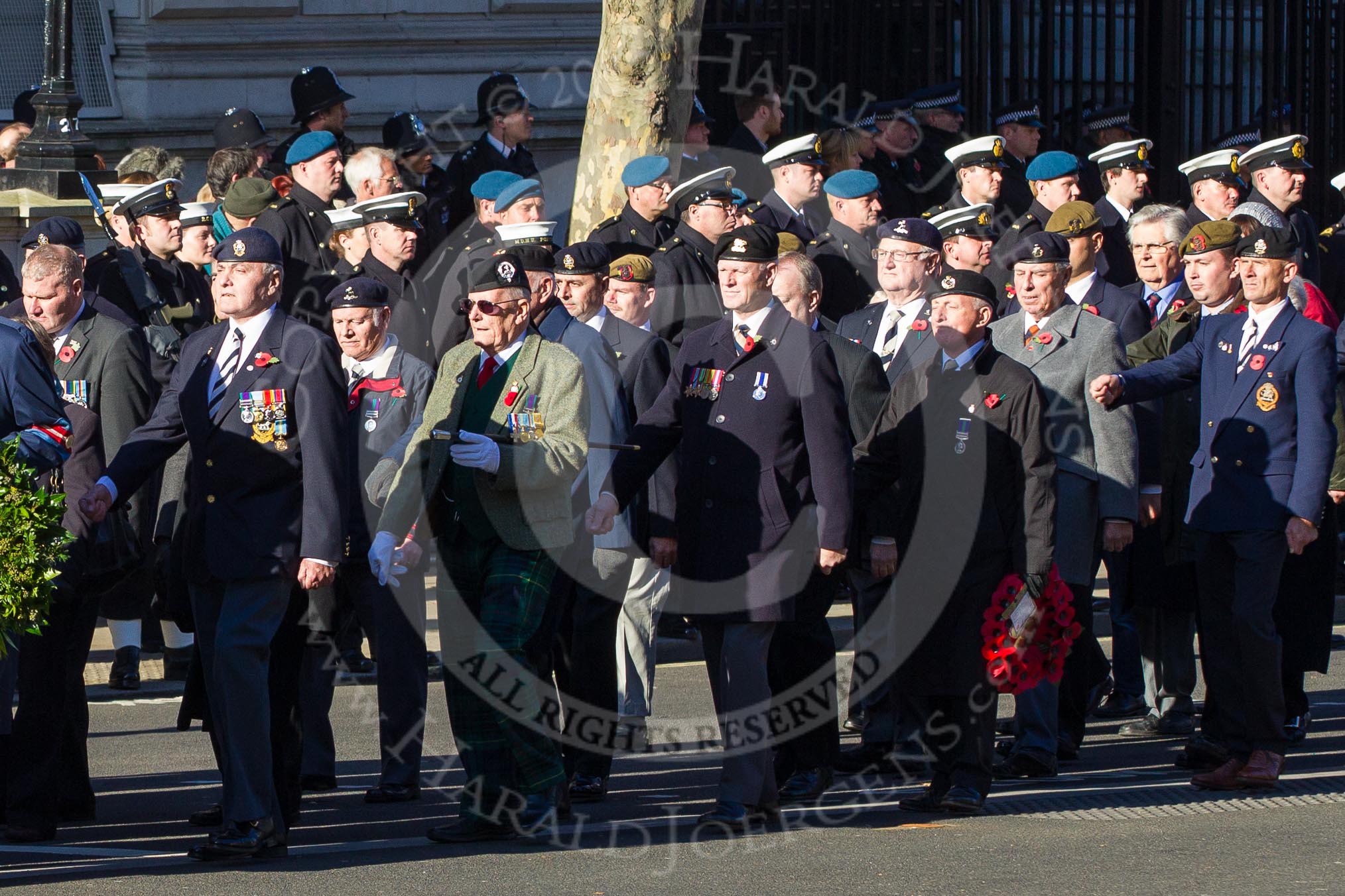 Remembrance Sunday 2012 Cenotaph March Past: Group A1/2/3 - Princess of Wales's Royal Regiment/Prince of Wales's Leinster Regiment (Royal Canadians) Regimental Association/Royal East Kent Regiment (The Buffs) Past & Present Association..
Whitehall, Cenotaph,
London SW1,

United Kingdom,
on 11 November 2012 at 11:48, image #555