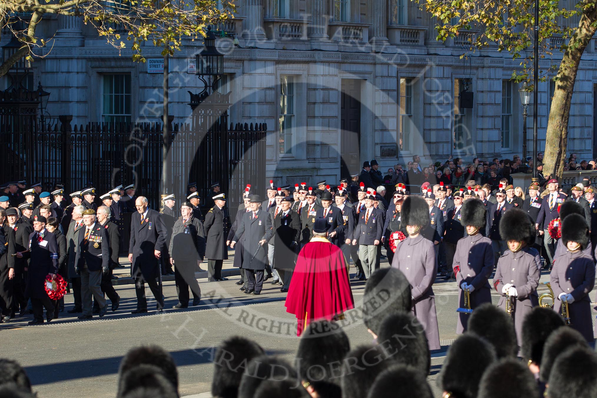 Remembrance Sunday 2012 Cenotaph March Past: Group A4 - Royal Sussex Regimental Association, A5 - Royal Hampshire Regiment Comrades Association, and A6 - Royal Regiment of Fusiliers..
Whitehall, Cenotaph,
London SW1,

United Kingdom,
on 11 November 2012 at 11:48, image #572