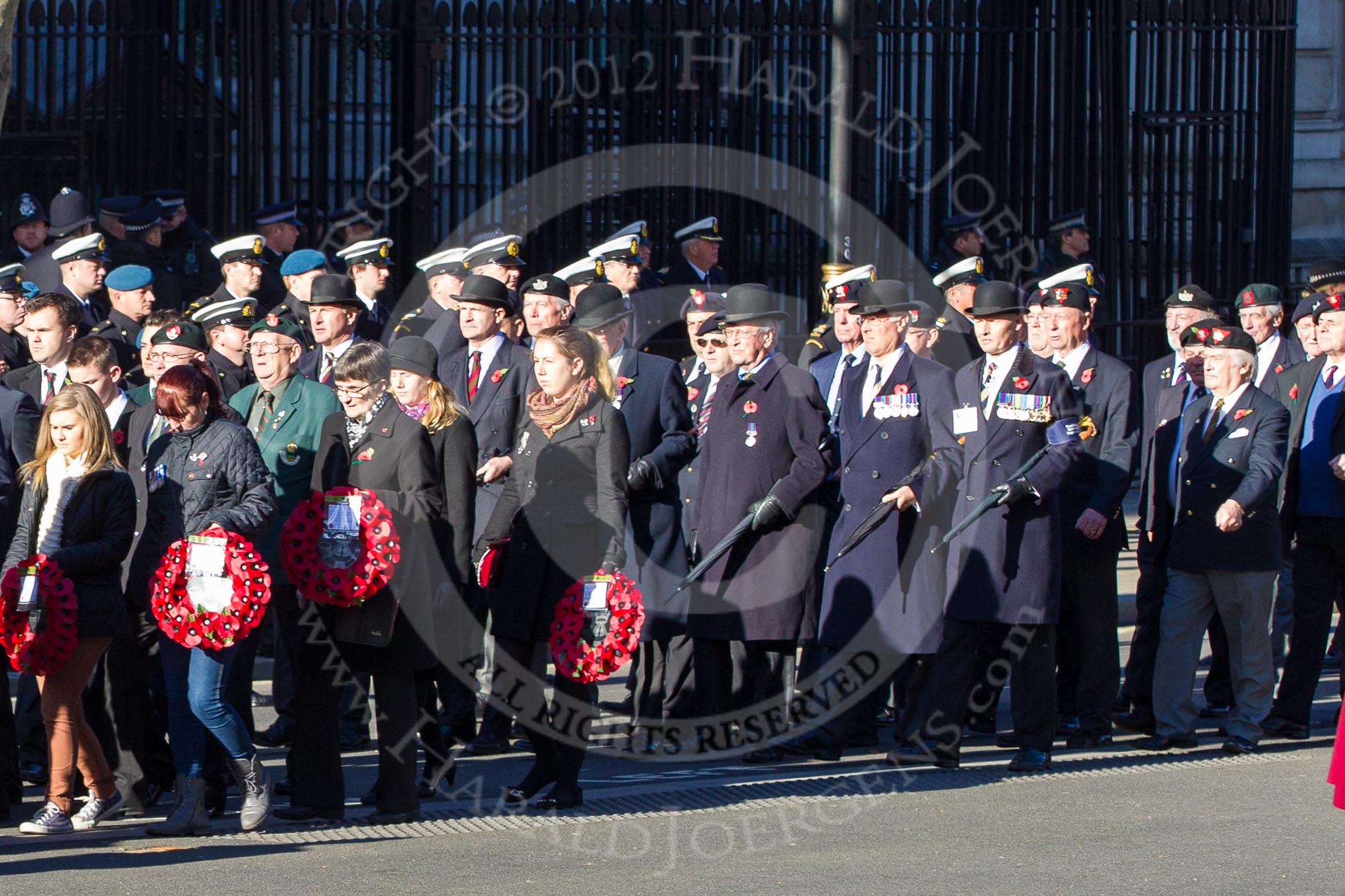 Remembrance Sunday 2012 Cenotaph March Past: Group A12 - Sherwood Foresters & Worcestershire Regiment, A13 - Mercian Regiment Association, and A14 - Rifles Regimental Association..
Whitehall, Cenotaph,
London SW1,

United Kingdom,
on 11 November 2012 at 11:49, image #625