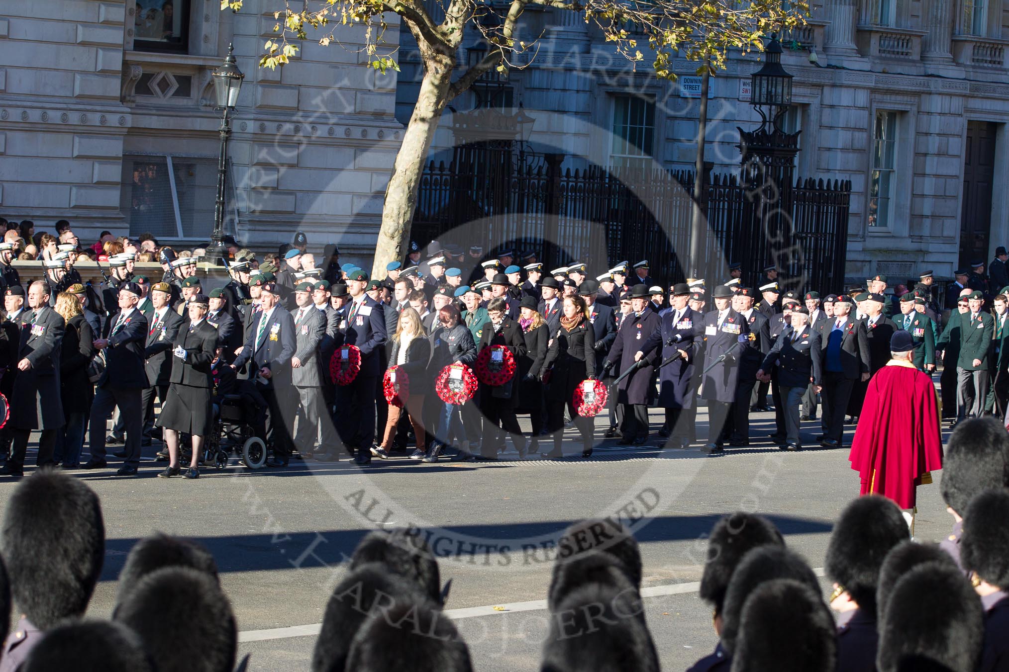 Remembrance Sunday 2012 Cenotaph March Past: Group A12 - Sherwood Foresters & Worcestershire Regiment, A13 - Mercian Regiment Association, and A14 - Rifles Regimental Association..
Whitehall, Cenotaph,
London SW1,

United Kingdom,
on 11 November 2012 at 11:49, image #626