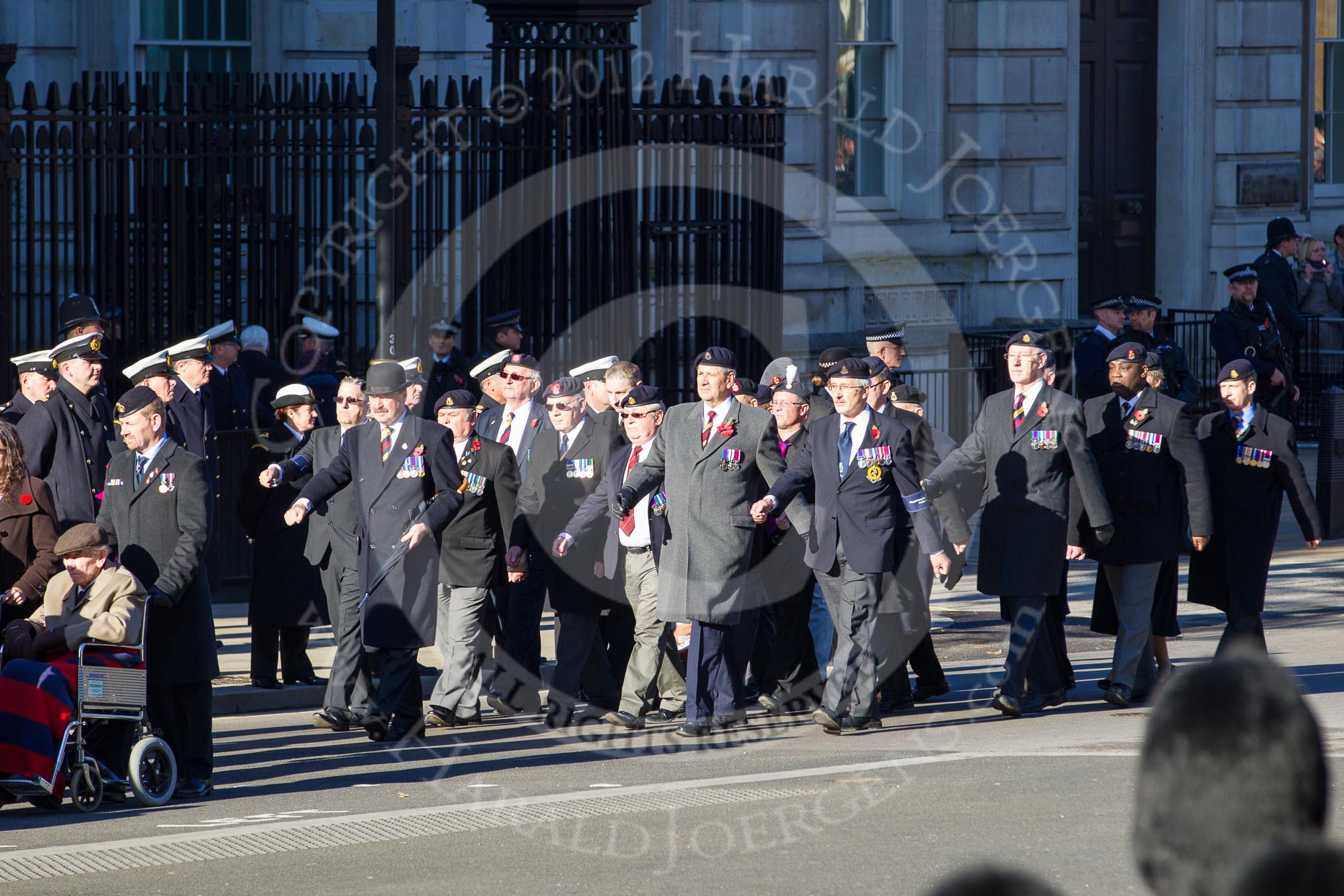 Remembrance Sunday 2012 Cenotaph March Past: Group C1, Blind Veterans UK and B1, Royal Army Medical Corps Association..
Whitehall, Cenotaph,
London SW1,

United Kingdom,
on 11 November 2012 at 11:54, image #803