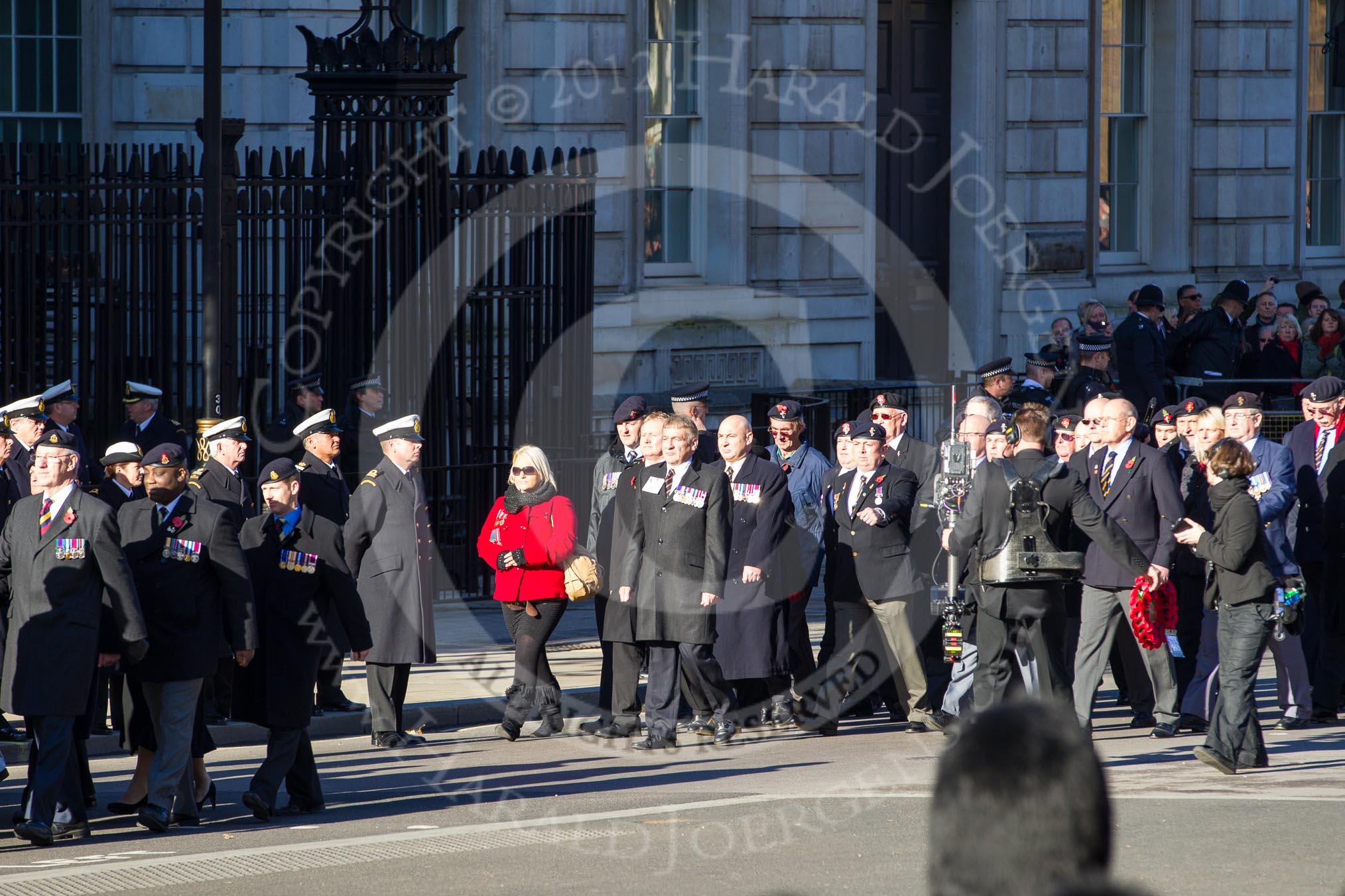 Remembrance Sunday 2012 Cenotaph March Past: Group B1, Royal Army Medical Corps Association and B2, Royal Electrical & Mechanical Engineers Association..
Whitehall, Cenotaph,
London SW1,

United Kingdom,
on 11 November 2012 at 11:54, image #806