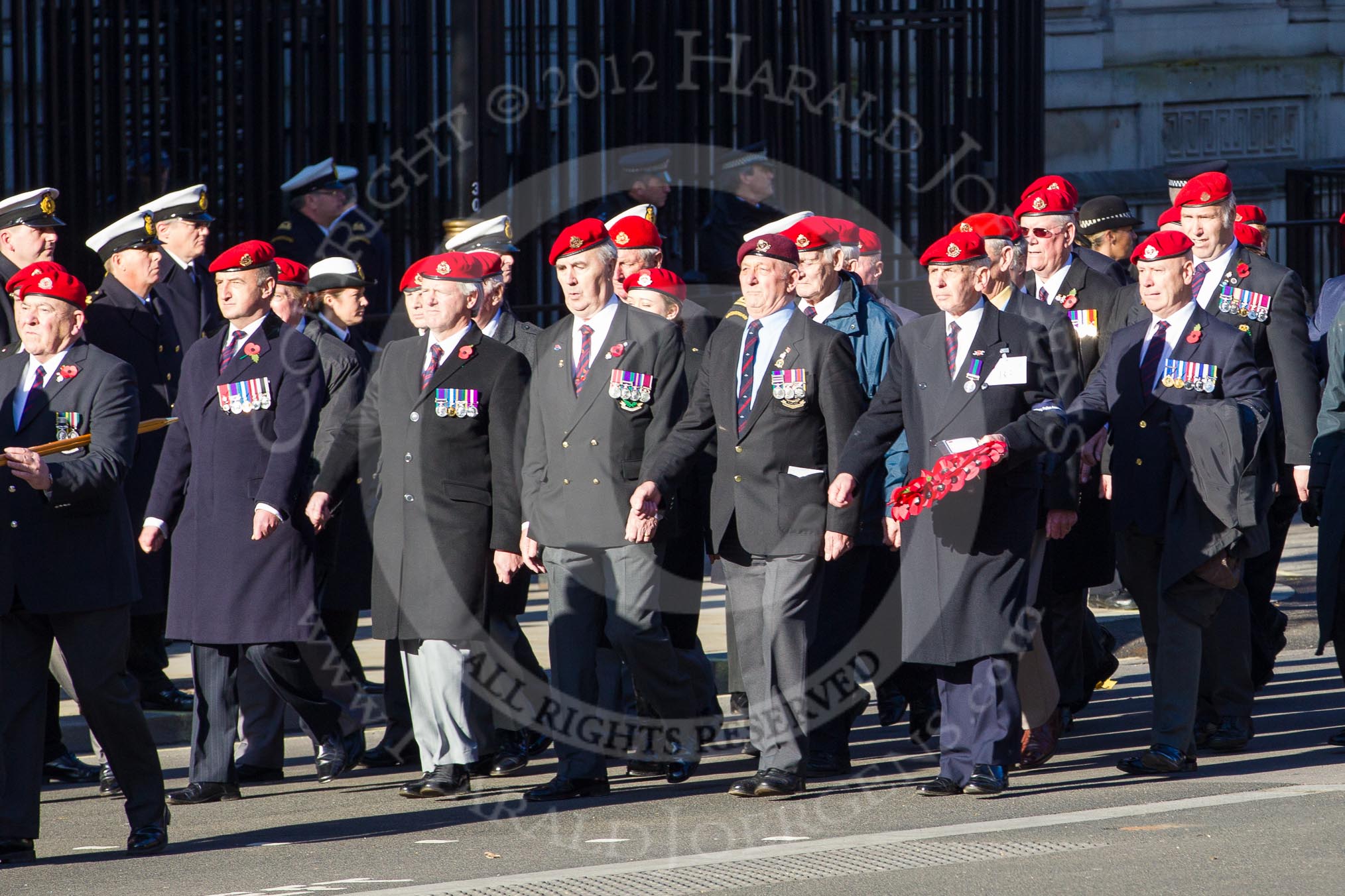 Remembrance Sunday 2012 Cenotaph March Past: Group B3, Royal Military Police Association..
Whitehall, Cenotaph,
London SW1,

United Kingdom,
on 11 November 2012 at 11:55, image #819