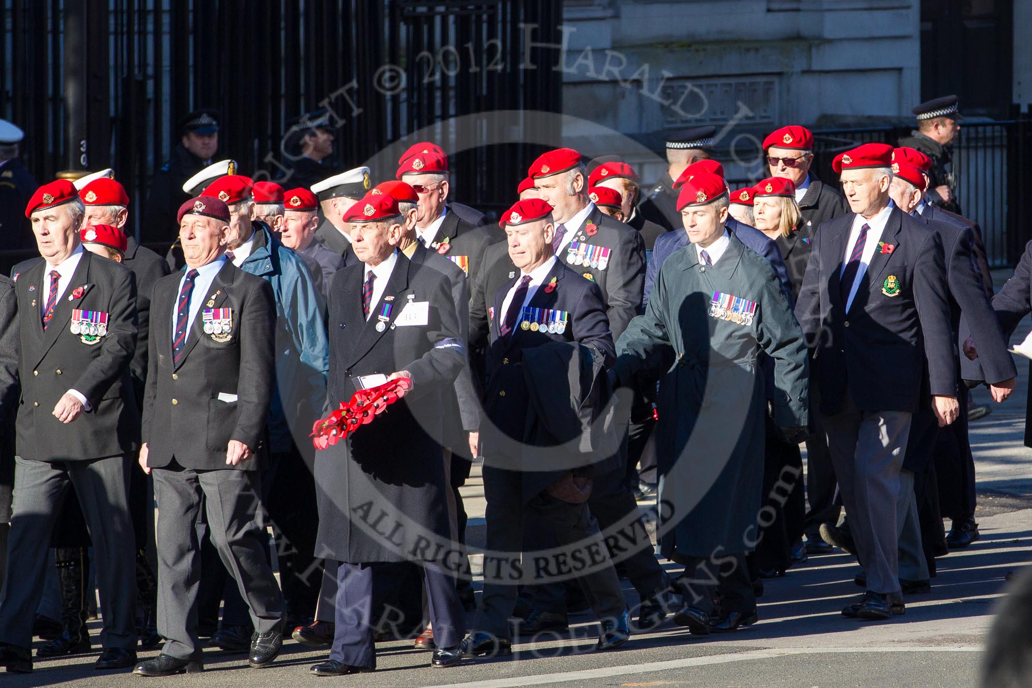 Remembrance Sunday 2012 Cenotaph March Past: Group B3, Royal Military Police Association..
Whitehall, Cenotaph,
London SW1,

United Kingdom,
on 11 November 2012 at 11:55, image #821