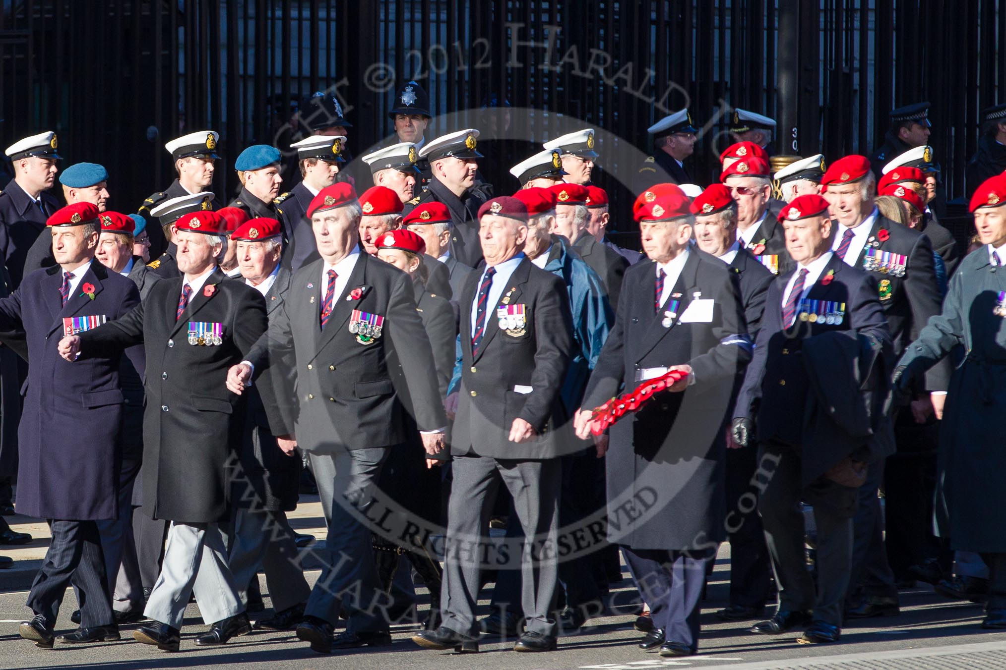 Remembrance Sunday 2012 Cenotaph March Past: Group B3, Royal Military Police Association..
Whitehall, Cenotaph,
London SW1,

United Kingdom,
on 11 November 2012 at 11:55, image #824