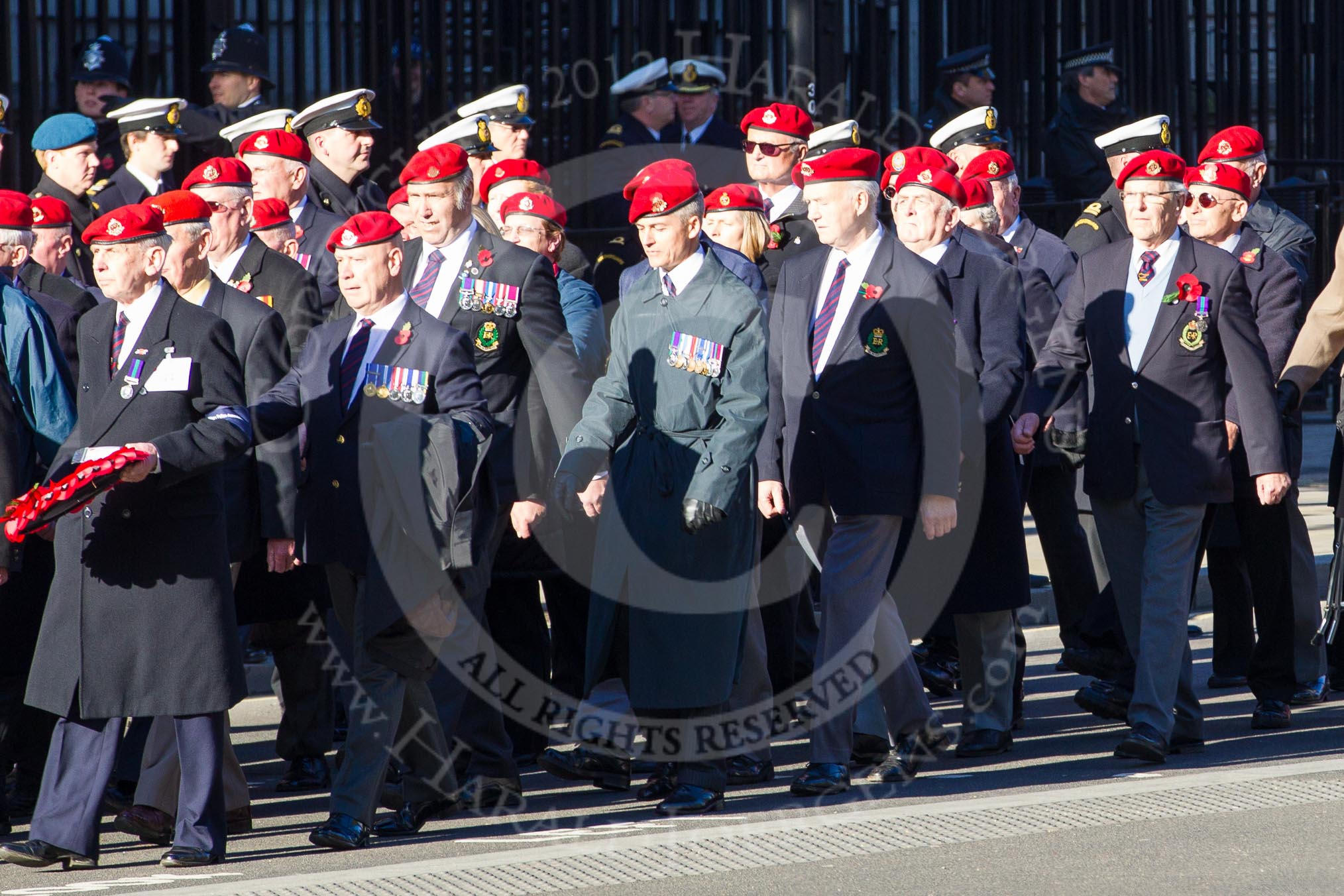 Remembrance Sunday 2012 Cenotaph March Past: Group B3, Royal Military Police Association..
Whitehall, Cenotaph,
London SW1,

United Kingdom,
on 11 November 2012 at 11:55, image #825