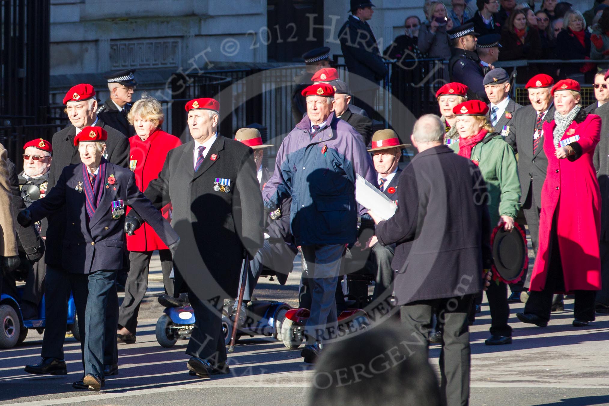 Remembrance Sunday 2012 Cenotaph March Past: Group B3, Royal Military Police Association..
Whitehall, Cenotaph,
London SW1,

United Kingdom,
on 11 November 2012 at 11:55, image #828