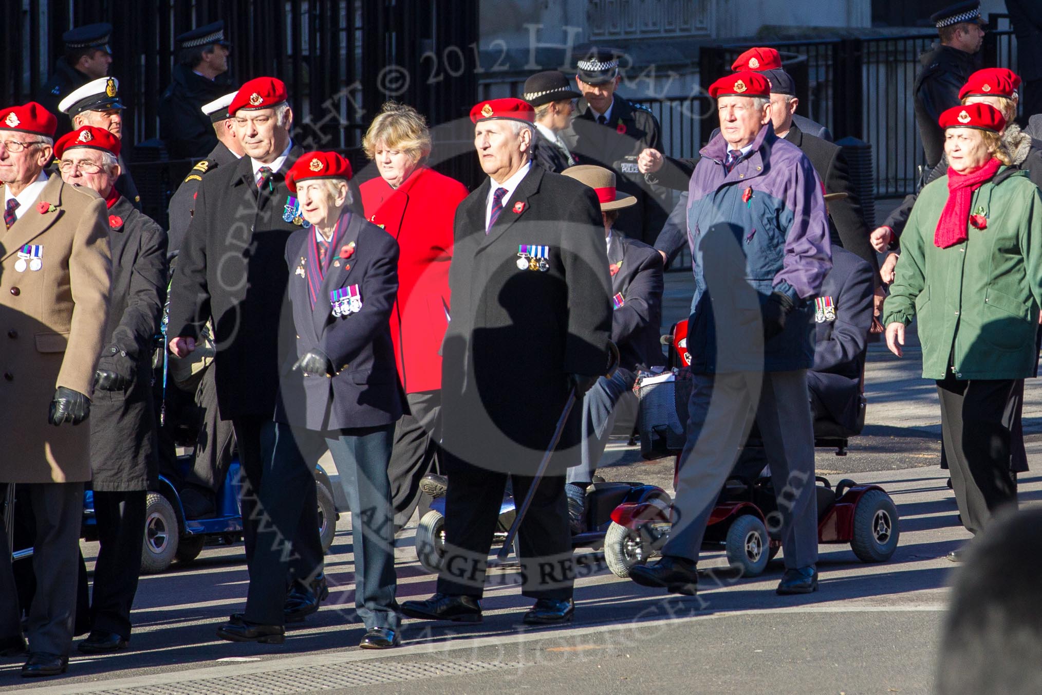 Remembrance Sunday 2012 Cenotaph March Past: Group B3, Royal Military Police Association..
Whitehall, Cenotaph,
London SW1,

United Kingdom,
on 11 November 2012 at 11:55, image #829