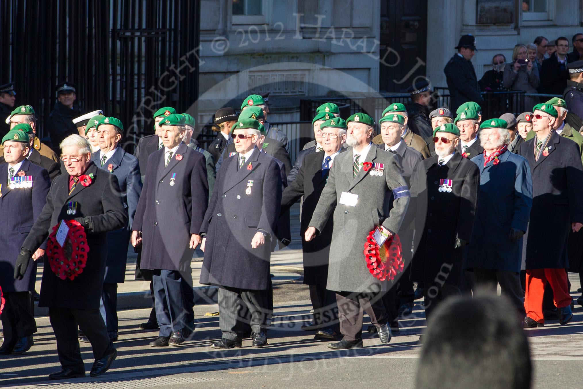 Remembrance Sunday 2012 Cenotaph March Past: Group B7 - Intelligence Corps Association and B8 - Royal Army Physical Training Corps..
Whitehall, Cenotaph,
London SW1,

United Kingdom,
on 11 November 2012 at 11:55, image #846