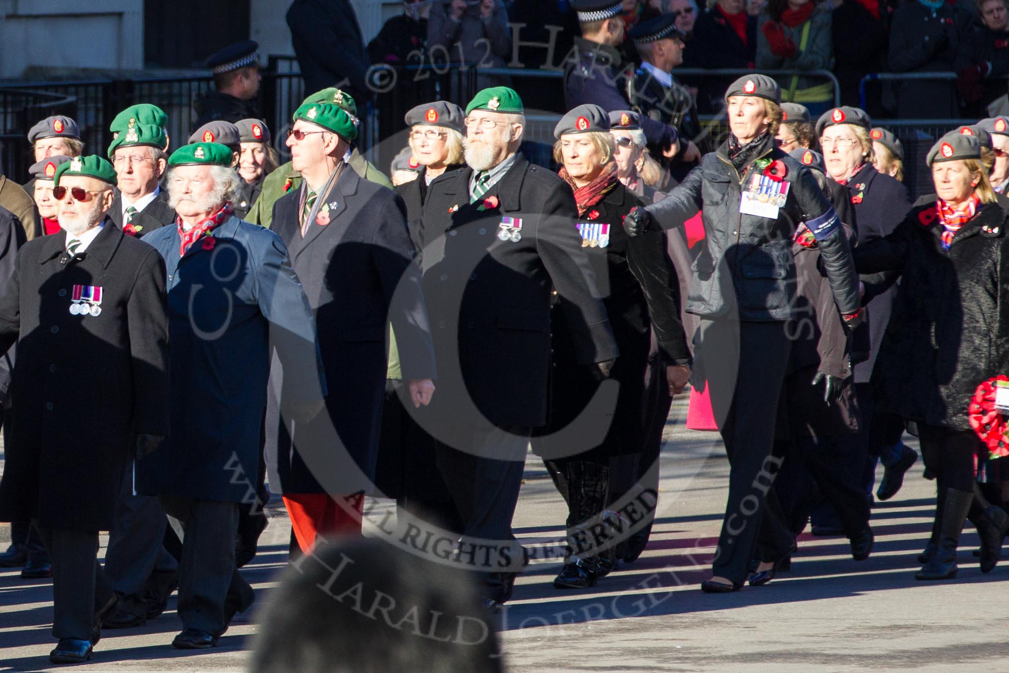 Remembrance Sunday 2012 Cenotaph March Past: Group B8 - Royal Army Physical Training Corps and B9 -Queen Alexandra's Royal Army Nursing Corps Association..
Whitehall, Cenotaph,
London SW1,

United Kingdom,
on 11 November 2012 at 11:55, image #849