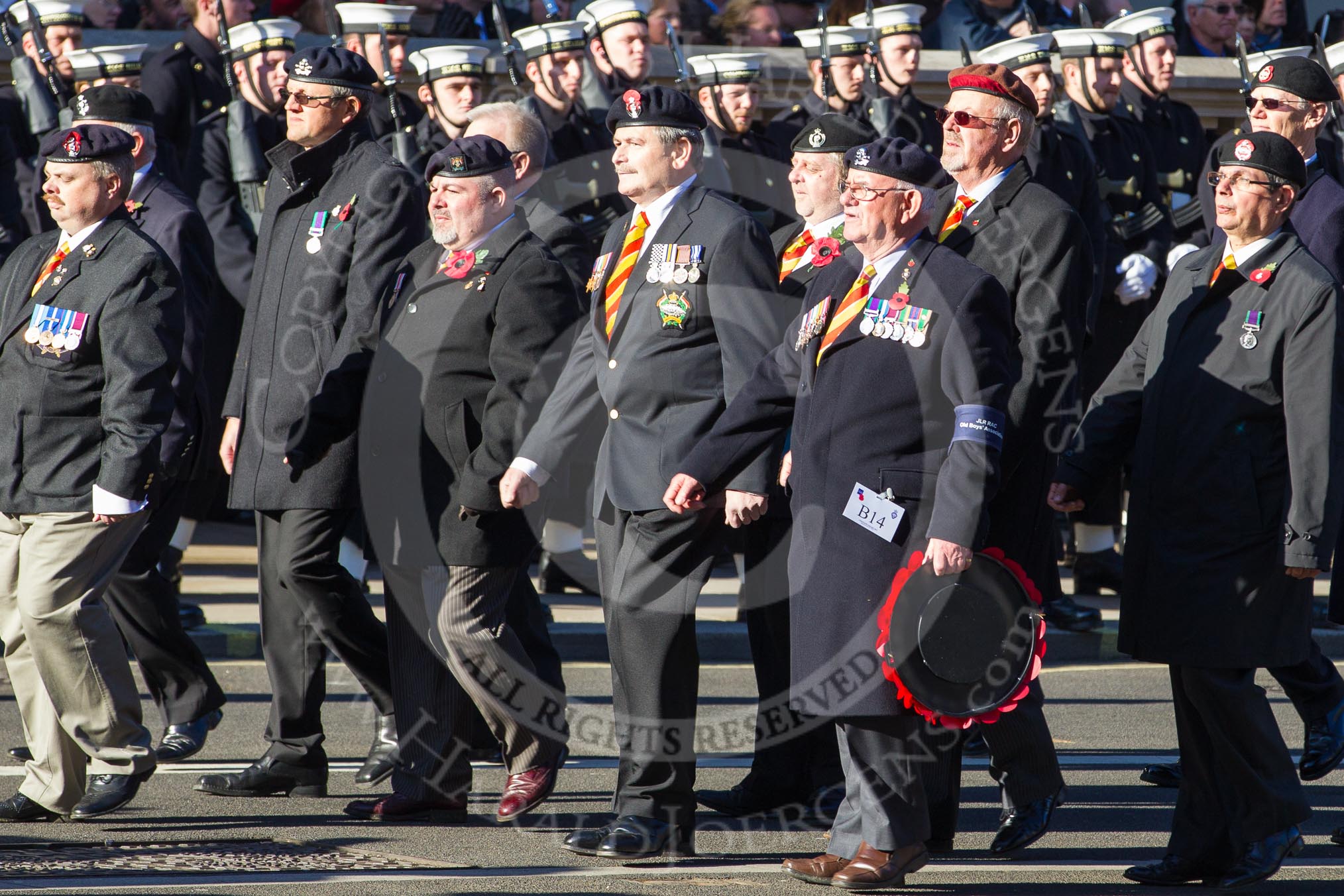 Remembrance Sunday 2012 Cenotaph March Past: Group B14 - JLR RAC Old Boys' Association..
Whitehall, Cenotaph,
London SW1,

United Kingdom,
on 11 November 2012 at 11:57, image #901