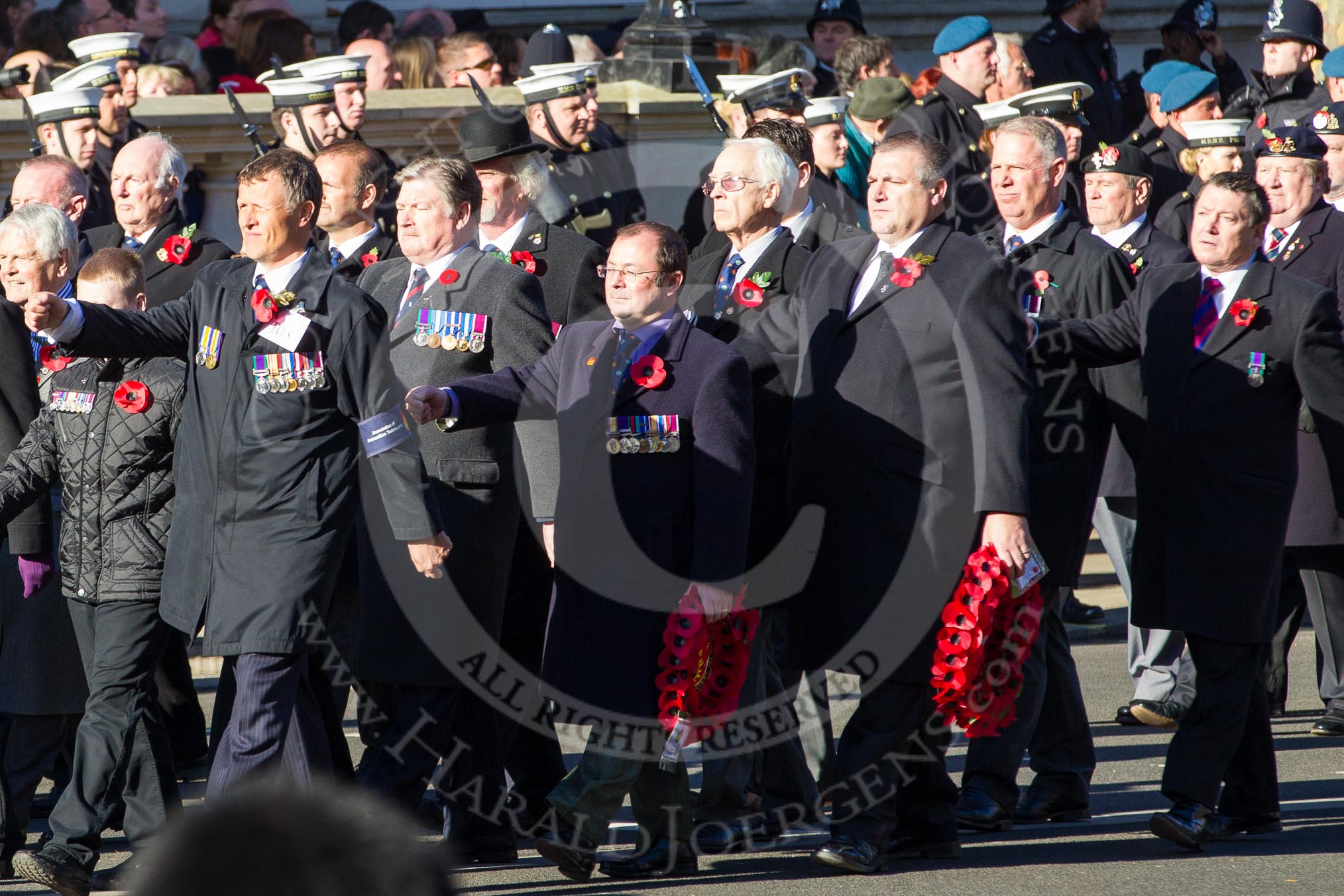 Remembrance Sunday 2012 Cenotaph March Past: Group B18 - Association of Ammunition Technicians..
Whitehall, Cenotaph,
London SW1,

United Kingdom,
on 11 November 2012 at 11:57, image #923