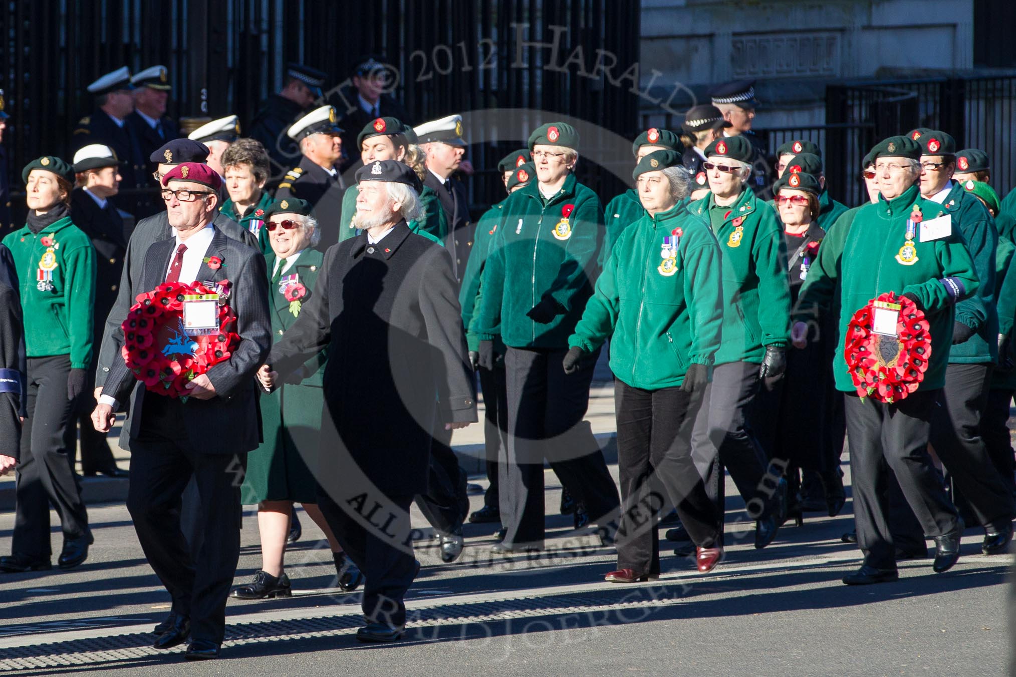 Remembrance Sunday 2012 Cenotaph March Past: Group B20 - Arborfield Old Boys Association, and B21 - Women's Royal Army Corps Association..
Whitehall, Cenotaph,
London SW1,

United Kingdom,
on 11 November 2012 at 11:57, image #938