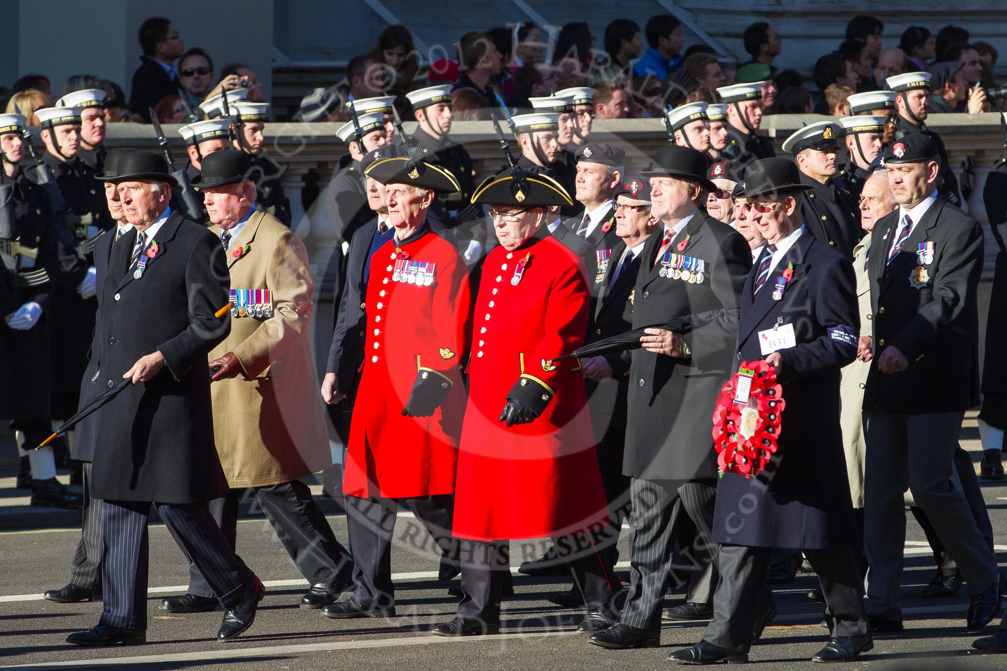 Remembrance Sunday 2012 Cenotaph March Past: Group B31 - Royal Army Service Corps & Royal Corps of Transport Association..
Whitehall, Cenotaph,
London SW1,

United Kingdom,
on 11 November 2012 at 11:59, image #1016