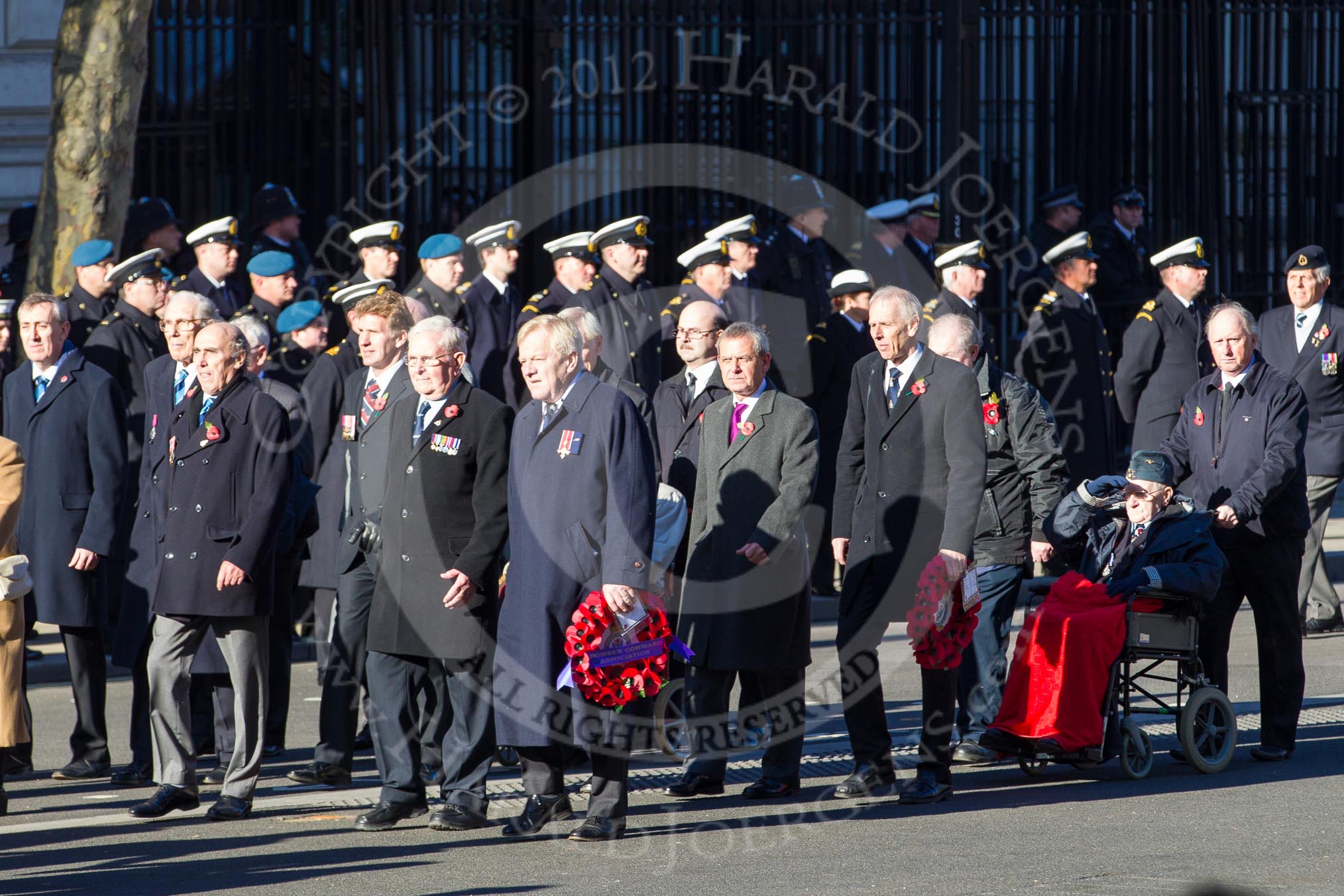Remembrance Sunday 2012 Cenotaph March Past: Group C14 - Bomber Command Association..
Whitehall, Cenotaph,
London SW1,

United Kingdom,
on 11 November 2012 at 12:02, image #1124