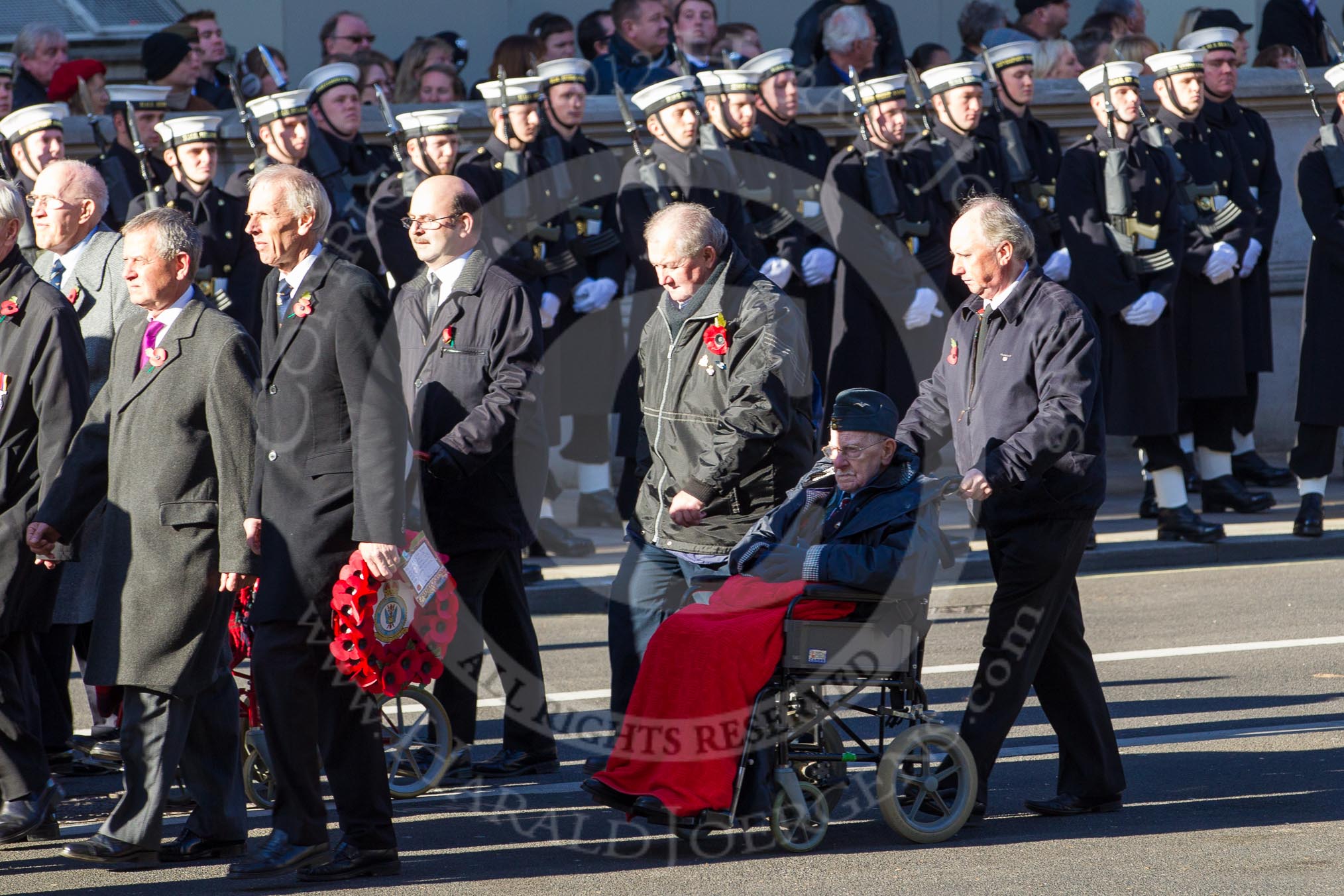 Remembrance Sunday 2012 Cenotaph March Past: Group C14 - Bomber Command Association..
Whitehall, Cenotaph,
London SW1,

United Kingdom,
on 11 November 2012 at 12:03, image #1136