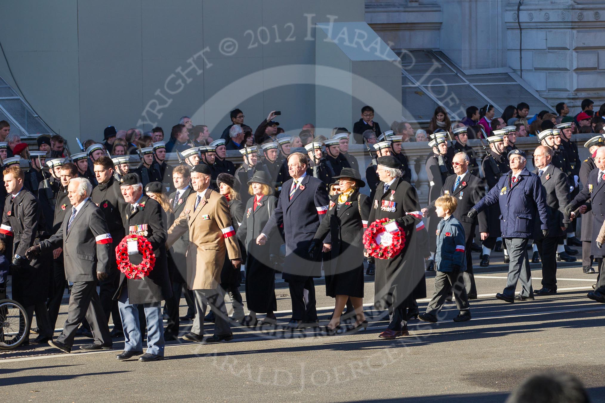 Remembrance Sunday 2012 Cenotaph March Past: Group D11 - Polish Ex-Combatants Association in Great Britain and D12 - Canadian Veterans Association..
Whitehall, Cenotaph,
London SW1,

United Kingdom,
on 11 November 2012 at 12:07, image #1316