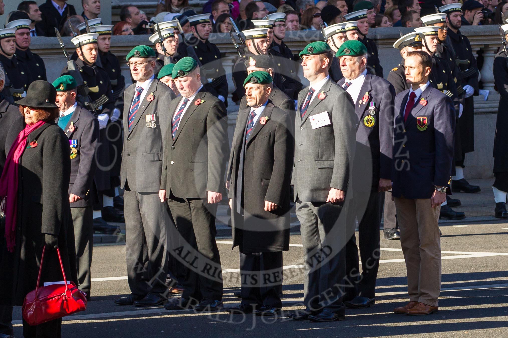 Remembrance Sunday 2012 Cenotaph March Past: Group D24 - St Helena Government UK and  D25 - Commando Veterans Association..
Whitehall, Cenotaph,
London SW1,

United Kingdom,
on 11 November 2012 at 12:08, image #1408