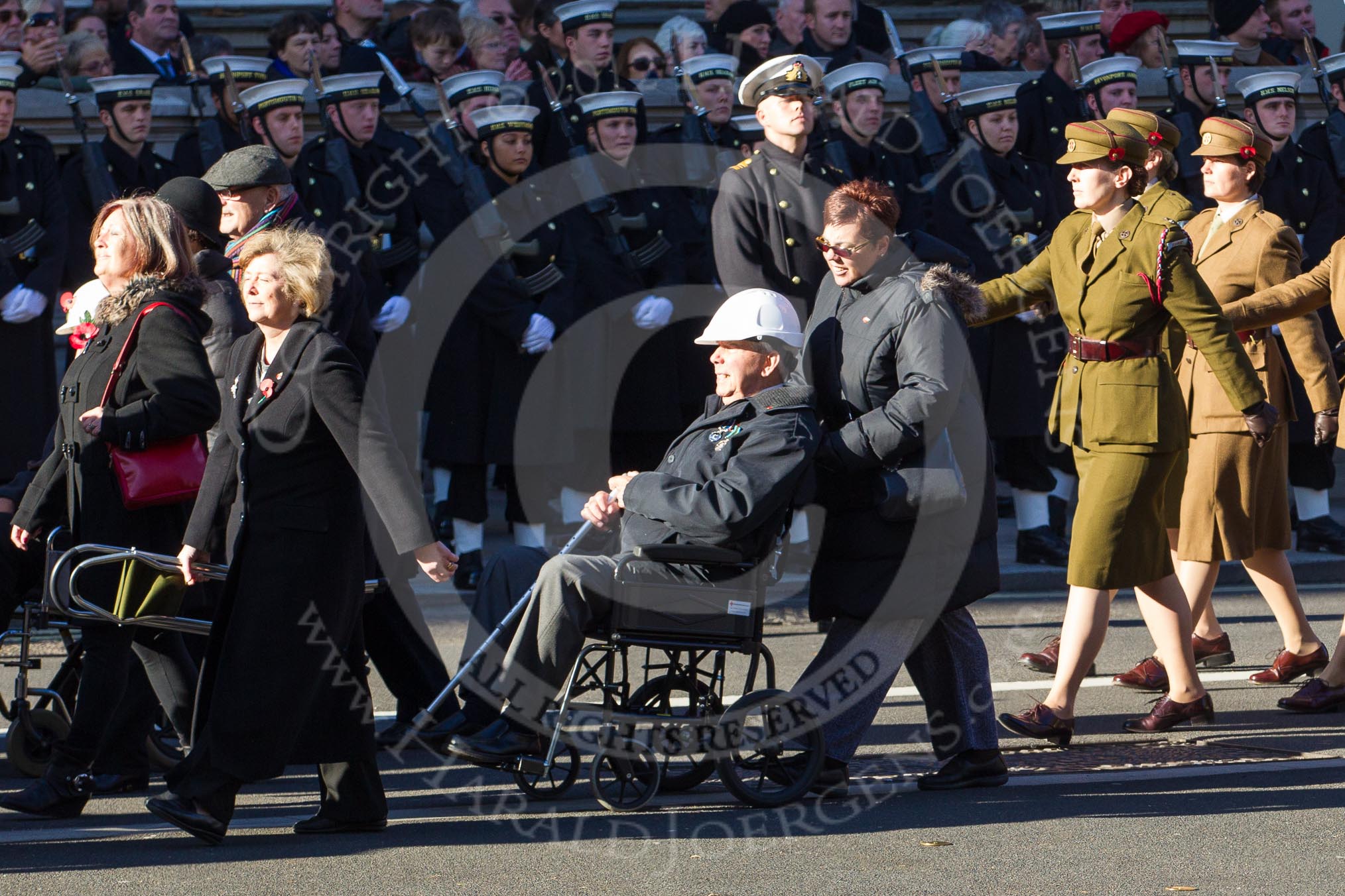 Remembrance Sunday 2012 Cenotaph March Past: Group M2 - Bevin Boys Association and M3 - First Aid Nursing Yeomanry..
Whitehall, Cenotaph,
London SW1,

United Kingdom,
on 11 November 2012 at 12:09, image #1438