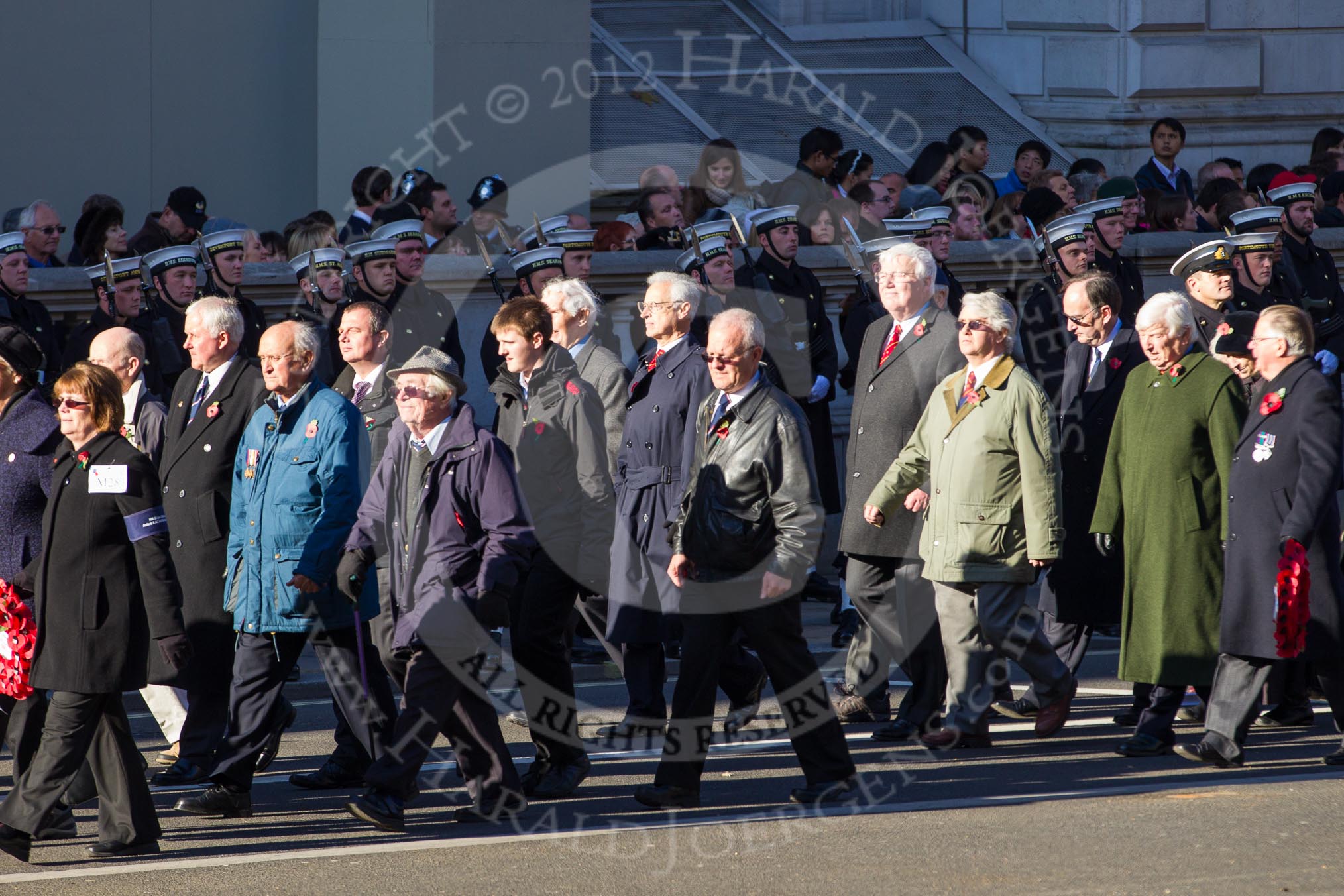 Remembrance Sunday 2012 Cenotaph March Past: Group M28 - HM Ships Glorious Ardent & ACASTA Association and M29 - Old Cryptians' Club..
Whitehall, Cenotaph,
London SW1,

United Kingdom,
on 11 November 2012 at 12:13, image #1607