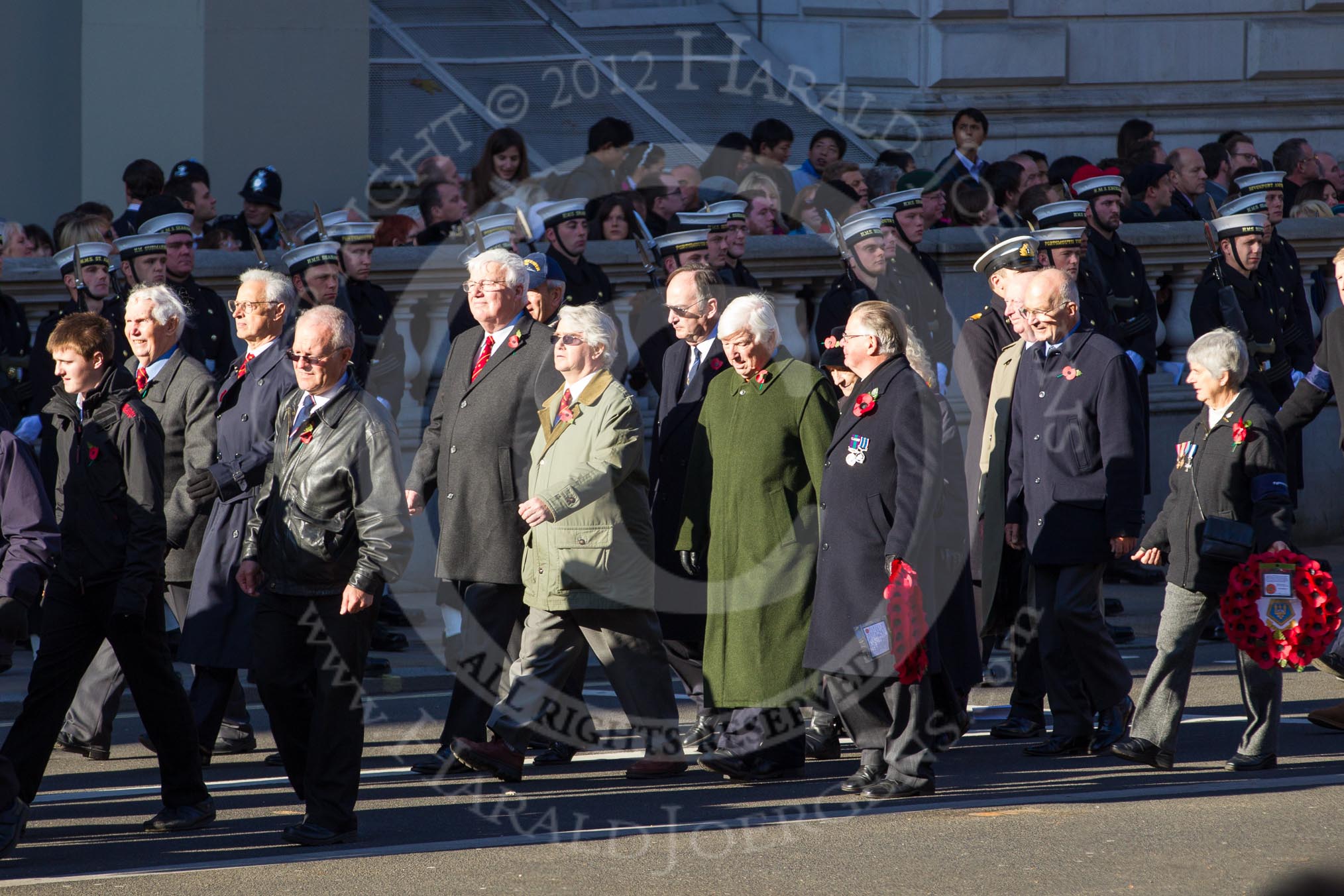 Remembrance Sunday 2012 Cenotaph March Past: Group M28 - HM Ships Glorious Ardent & ACASTA Association and M29 - Old Cryptians' Club..
Whitehall, Cenotaph,
London SW1,

United Kingdom,
on 11 November 2012 at 12:13, image #1608