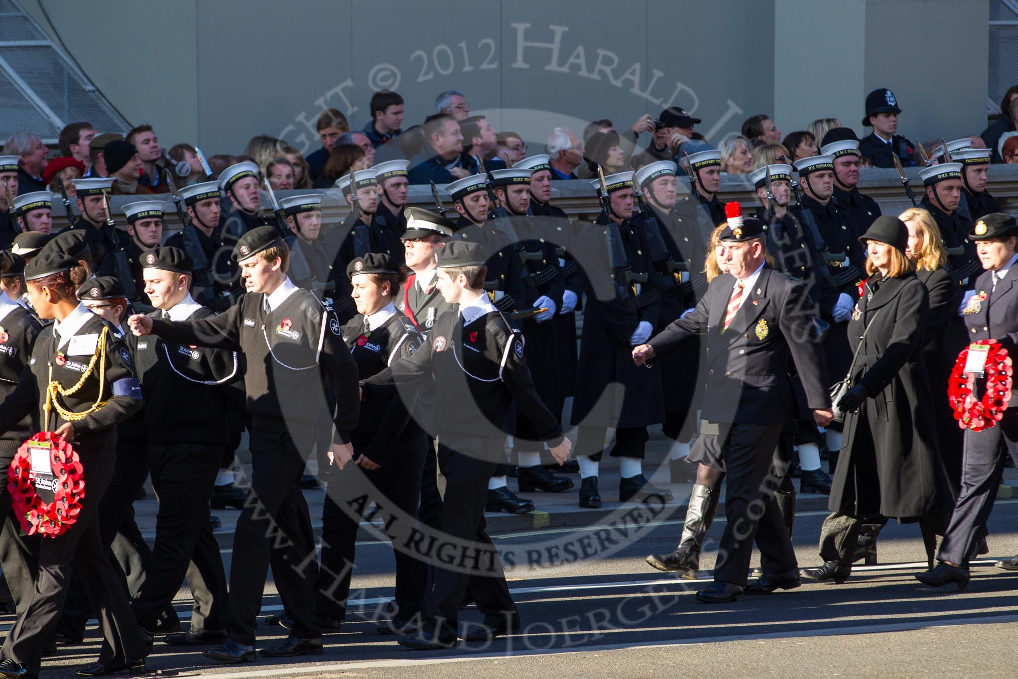 Remembrance Sunday 2012 Cenotaph March Past: Group M53 - St John Ambulance Cadets and an unlisted group - information appreciated!.
Whitehall, Cenotaph,
London SW1,

United Kingdom,
on 11 November 2012 at 12:16, image #1762