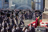 Remembrance Sunday 2012 Cenotaph March Past: The Massed Bands are marching along the Cenotaph, the Drum Majors saluting..
Whitehall, Cenotaph,
London SW1,

United Kingdom,
on 11 November 2012 at 11:31, image #26