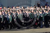 Remembrance Sunday 2012 Cenotaph March Past: Groups A16 - A19: Royal Irish Regiment Association/
Durham Light Infantry Association/King's Royal Rifle Corps Association/Royal Green Jackets Association..
Whitehall, Cenotaph,
London SW1,

United Kingdom,
on 11 November 2012 at 11:50, image #669