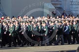 Remembrance Sunday 2012 Cenotaph March Past: Groups A16 - A19: Royal Irish Regiment Association/
Durham Light Infantry Association/King's Royal Rifle Corps Association/Royal Green Jackets Association..
Whitehall, Cenotaph,
London SW1,

United Kingdom,
on 11 November 2012 at 11:50, image #670