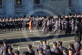 Remembrance Sunday 2012 Cenotaph March Past: The band is moving to give way for column B, waiting at the southern side of Whitehall for their March-Past..
Whitehall, Cenotaph,
London SW1,

United Kingdom,
on 11 November 2012 at 11:53, image #766