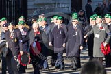 Remembrance Sunday 2012 Cenotaph March Past: Group B5 - Royal Army Pay Corps Regimental Association, B6 - Royal Army Veterinary Corps & Royal Army Dental Corps, and B7 - Intelligence Corps Association..
Whitehall, Cenotaph,
London SW1,

United Kingdom,
on 11 November 2012 at 11:55, image #844