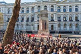 Remembrance Sunday 2012 Cenotaph March Past: Wide-angle view of the crowds, the Cenotaph, surrounded by wreaths, and the Foreign- and Commonwealth building behind..
Whitehall, Cenotaph,
London SW1,

United Kingdom,
on 11 November 2012 at 12:24, image #1789