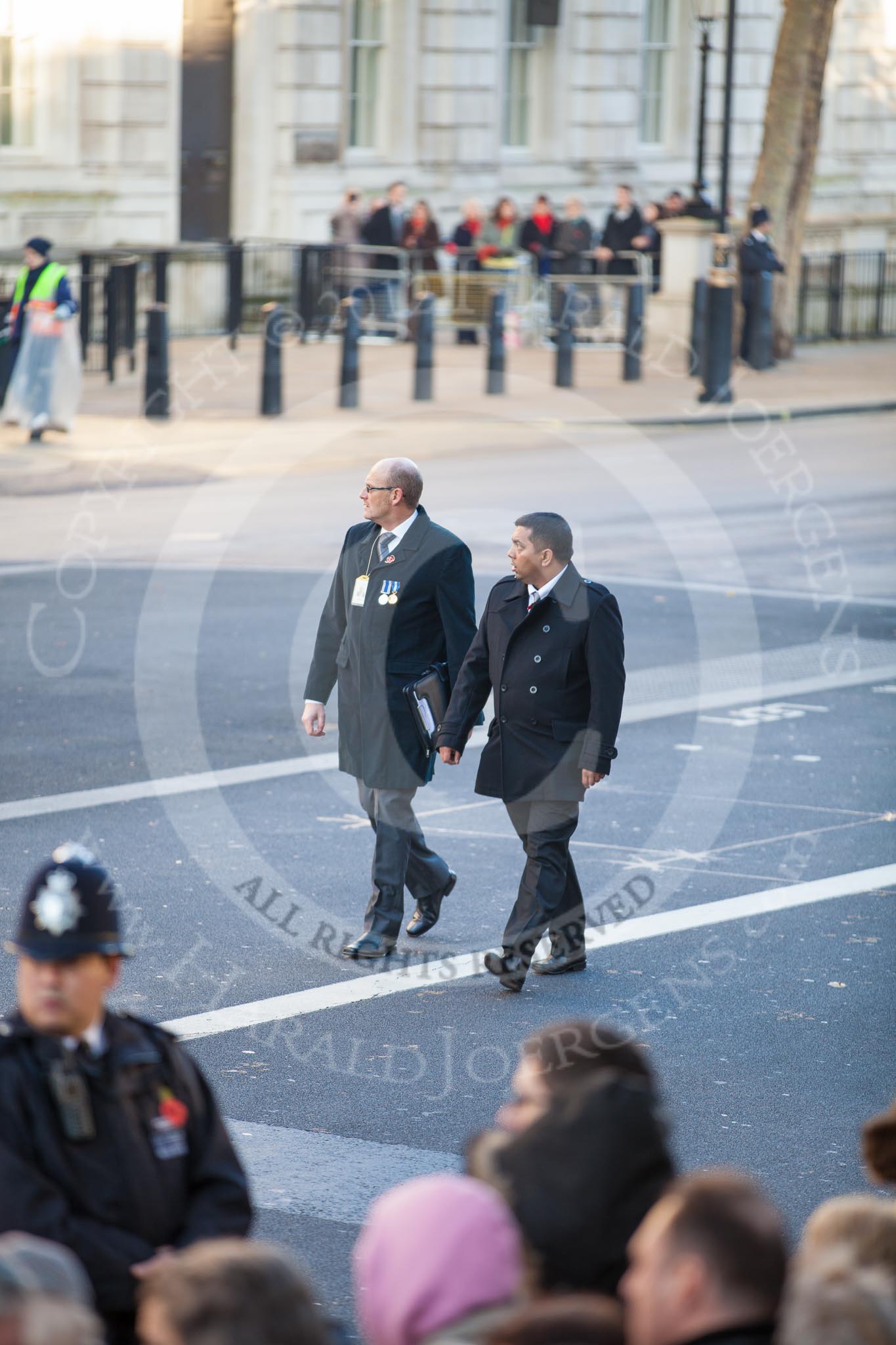 Preparations for Remembrance Sunday on Whitehall.