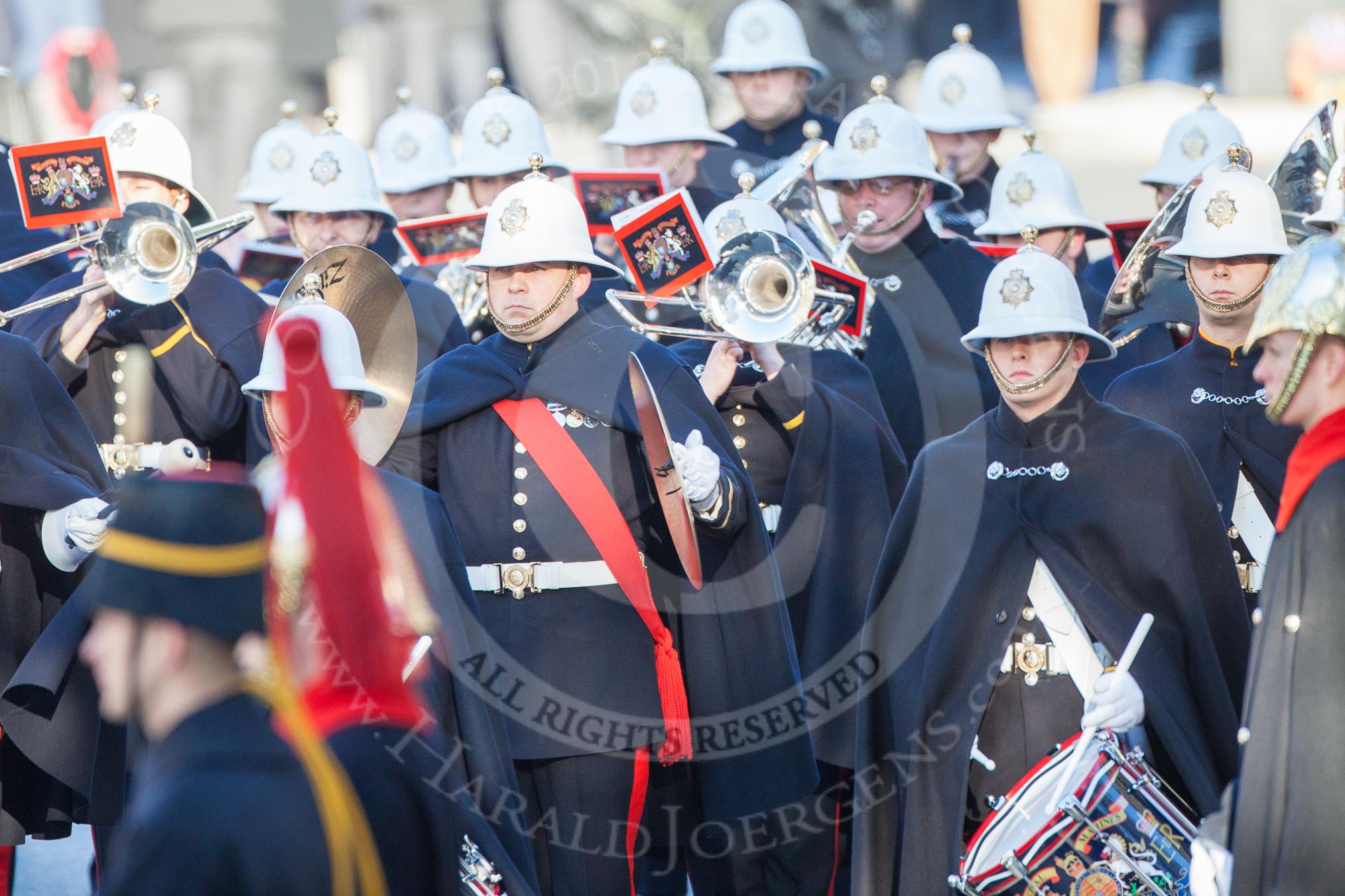 The Band of the Royal Marines playing.