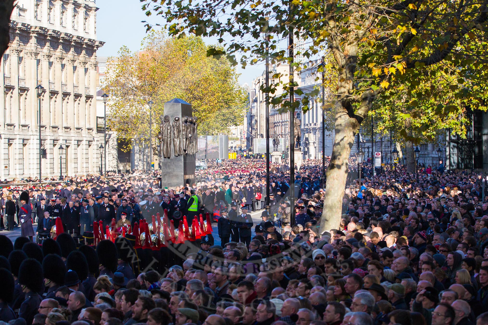 10:36am - Whitehall is now crowded with spectators on both sides, and long rows of ex-Servicemen and women inbetween.