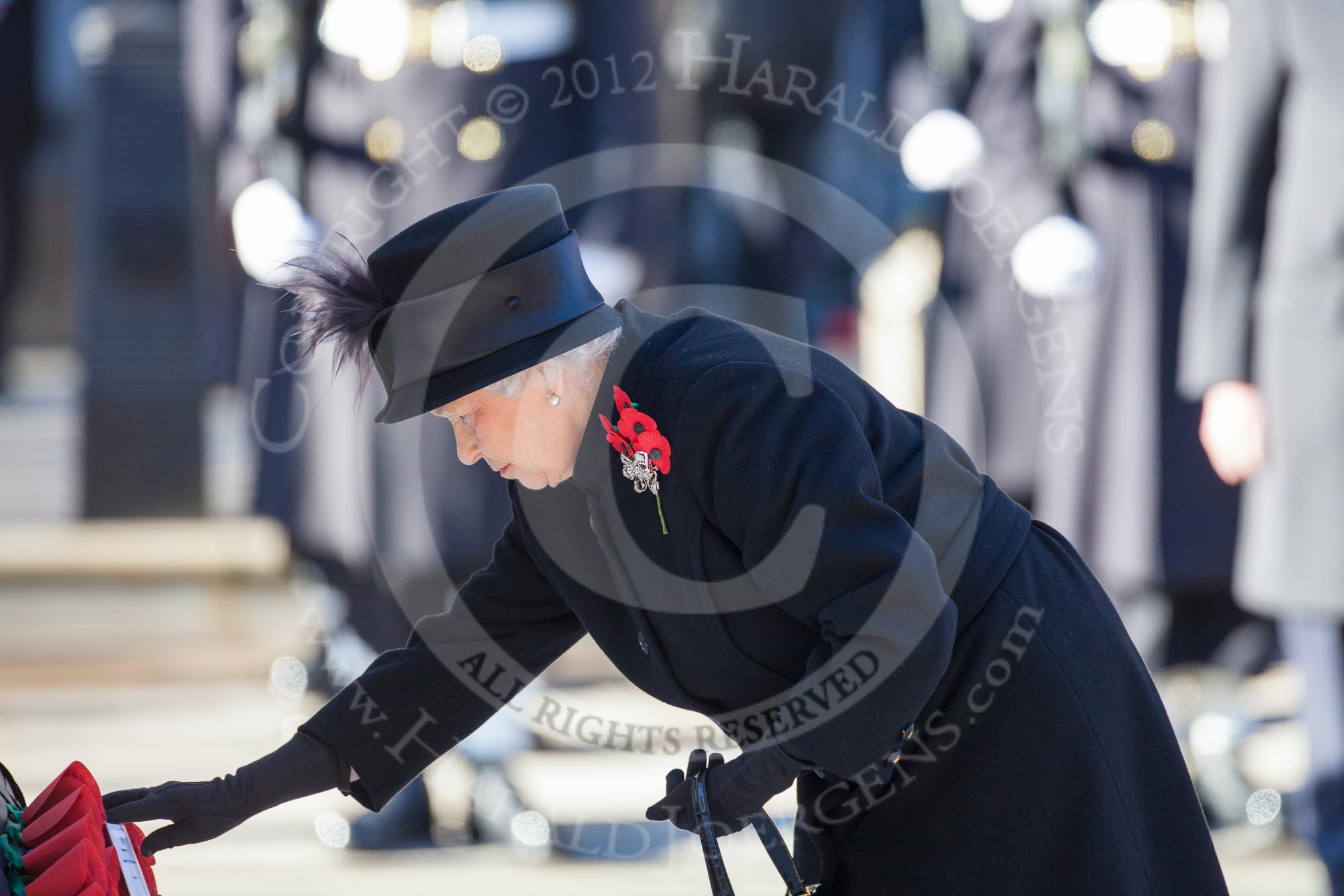 HM The Queen, laying her wreath at the Cenotaph.