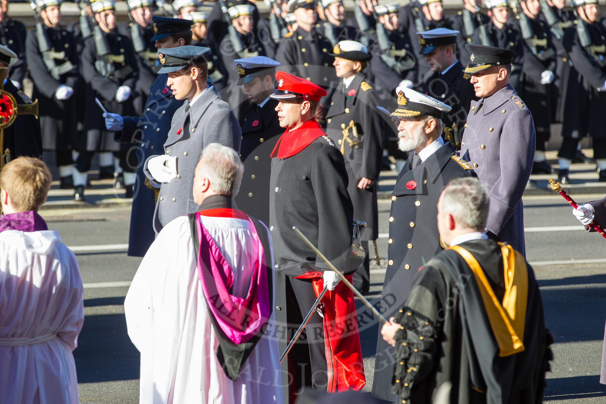 Members of the Royal Family singing during the service by the Bishop of London.