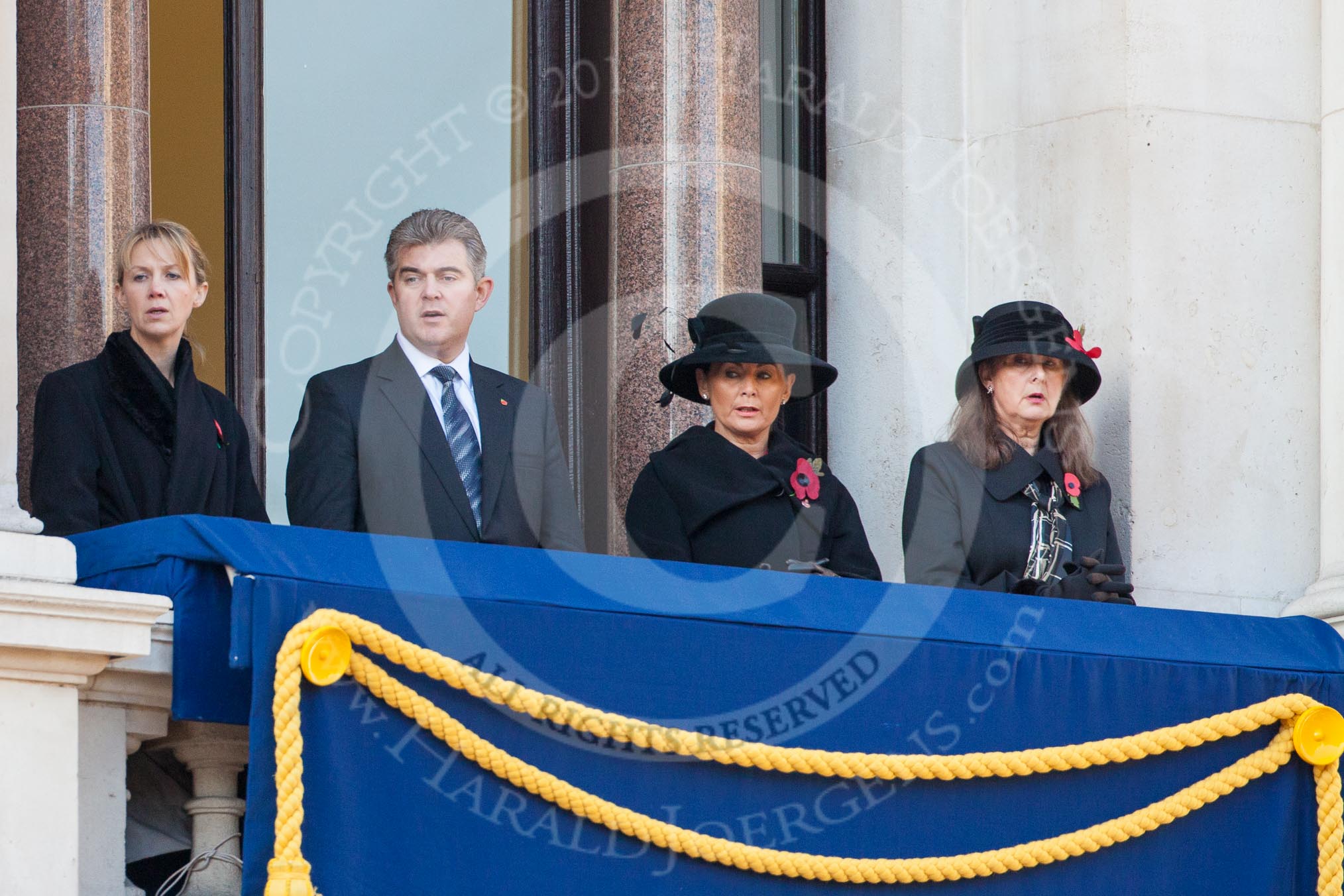 Guests on of the balconies of the Foreign- and Commonweath Office Building during the service by the Bishop of London.