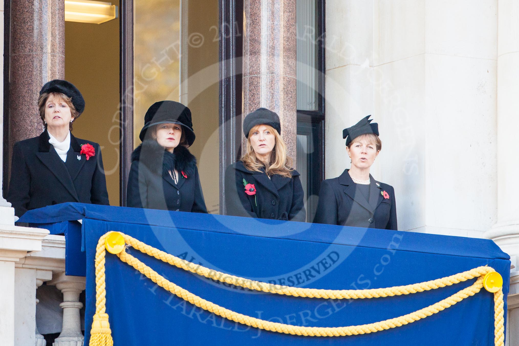 Guests on of the balconies of the Foreign- and Commonweath Office Building during the service by the Bishop of London.