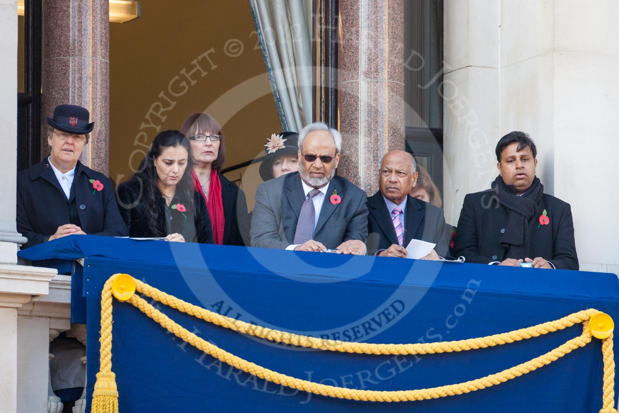 Guests on of the balconies of the Foreign- and Commonweath Office Building during the service by the Bishop of London.