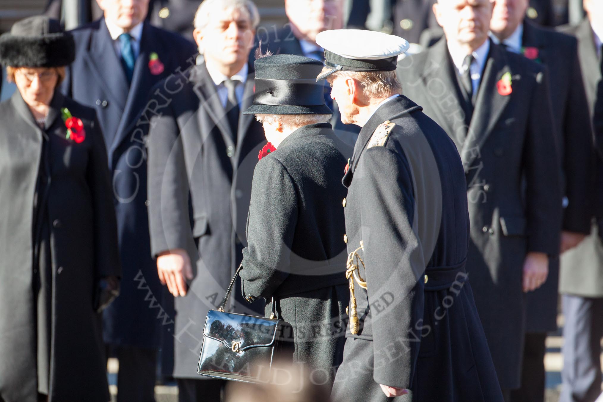 HM The Queen and HRH The Duke of Edinburgh leaving Whitehall, towards the Foreign- and Commonwealth Office Building, after the service by the Bishop of London.